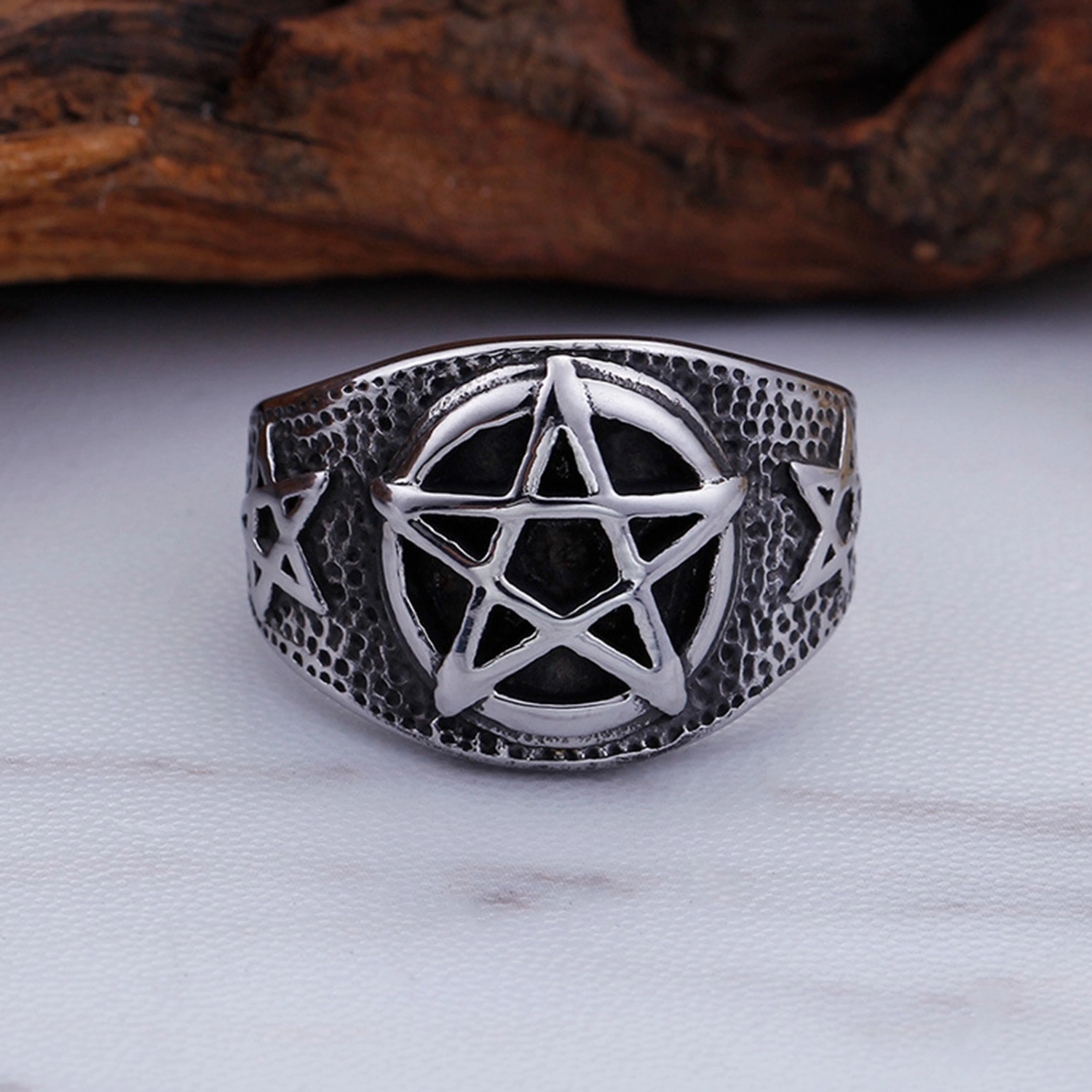 Men Titanium Steel Five-pointed Star Index Finger Geometric Ring Jewelry Gift