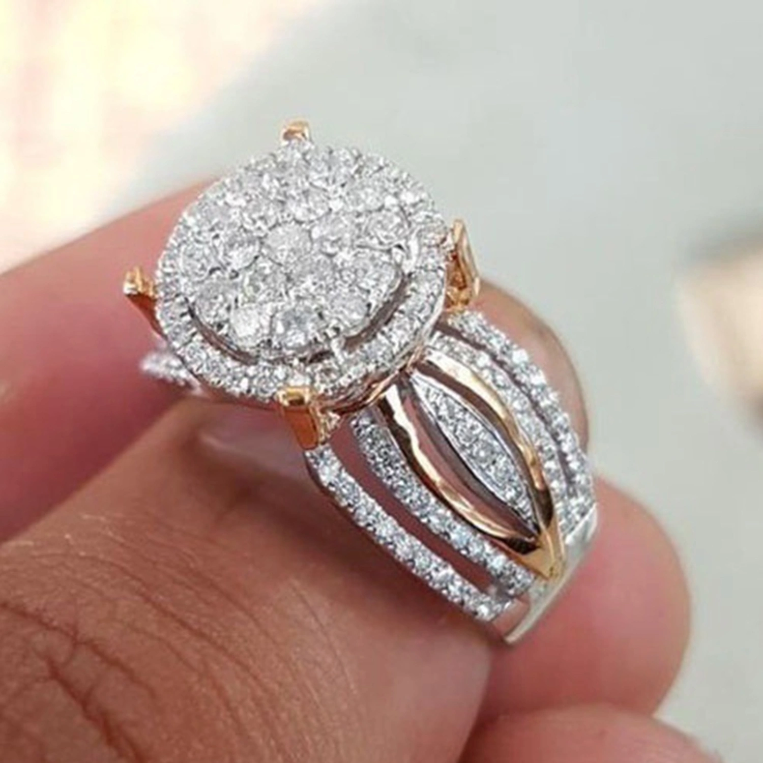 Women Ring Rhinestone Inlaid Non-Fading Lightweight Multi Layers Wedding Circlet for Birthday