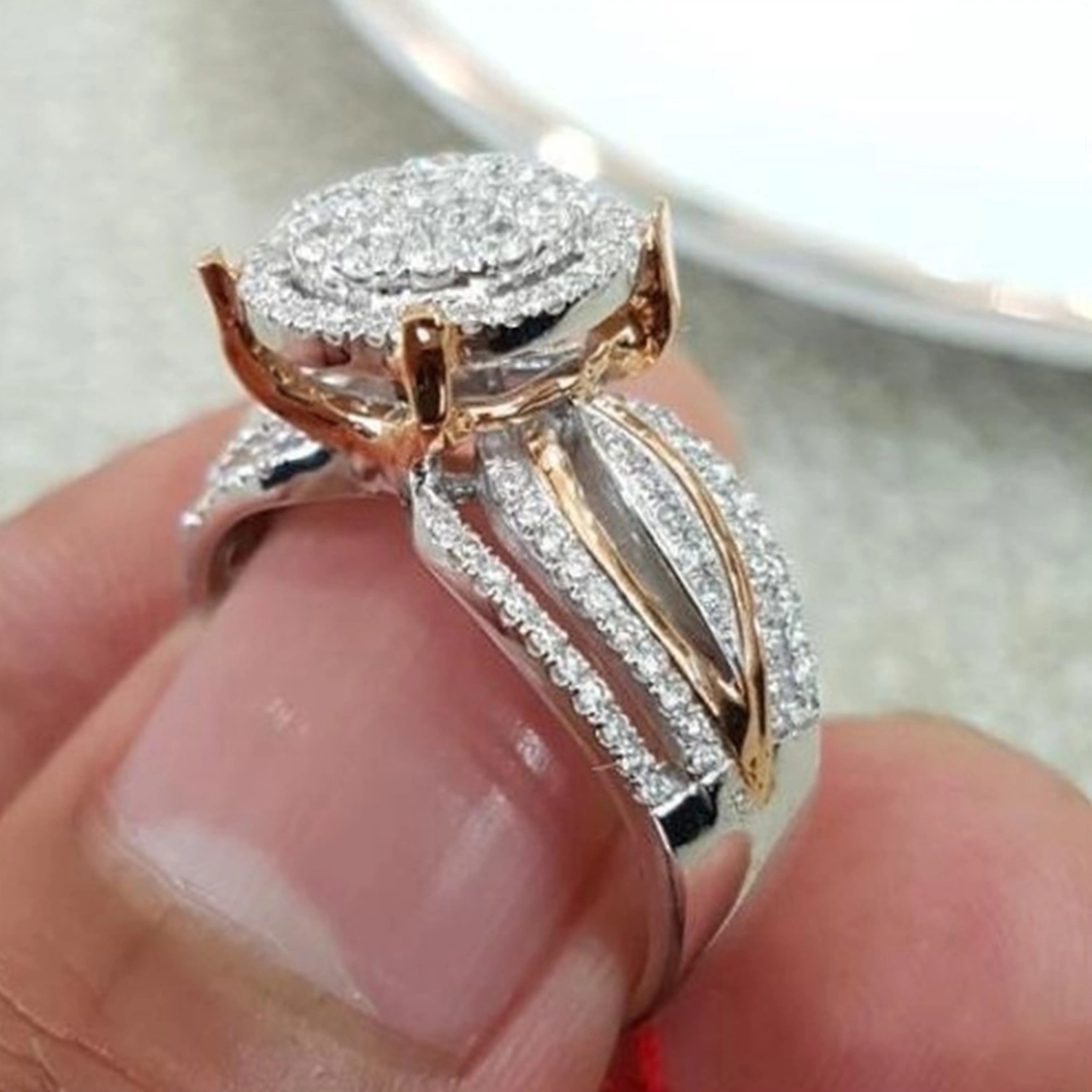 Women Ring Rhinestone Inlaid Non-Fading Lightweight Multi Layers Wedding Circlet for Birthday