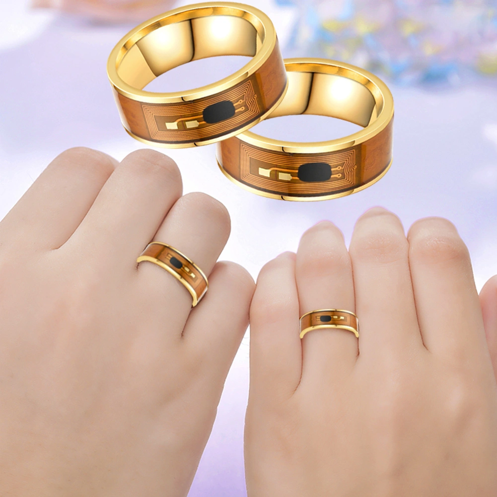 NFC Stainless Steel Phone Chip Dripping Oil Dual Dragon Pattern Smart Ring Gift