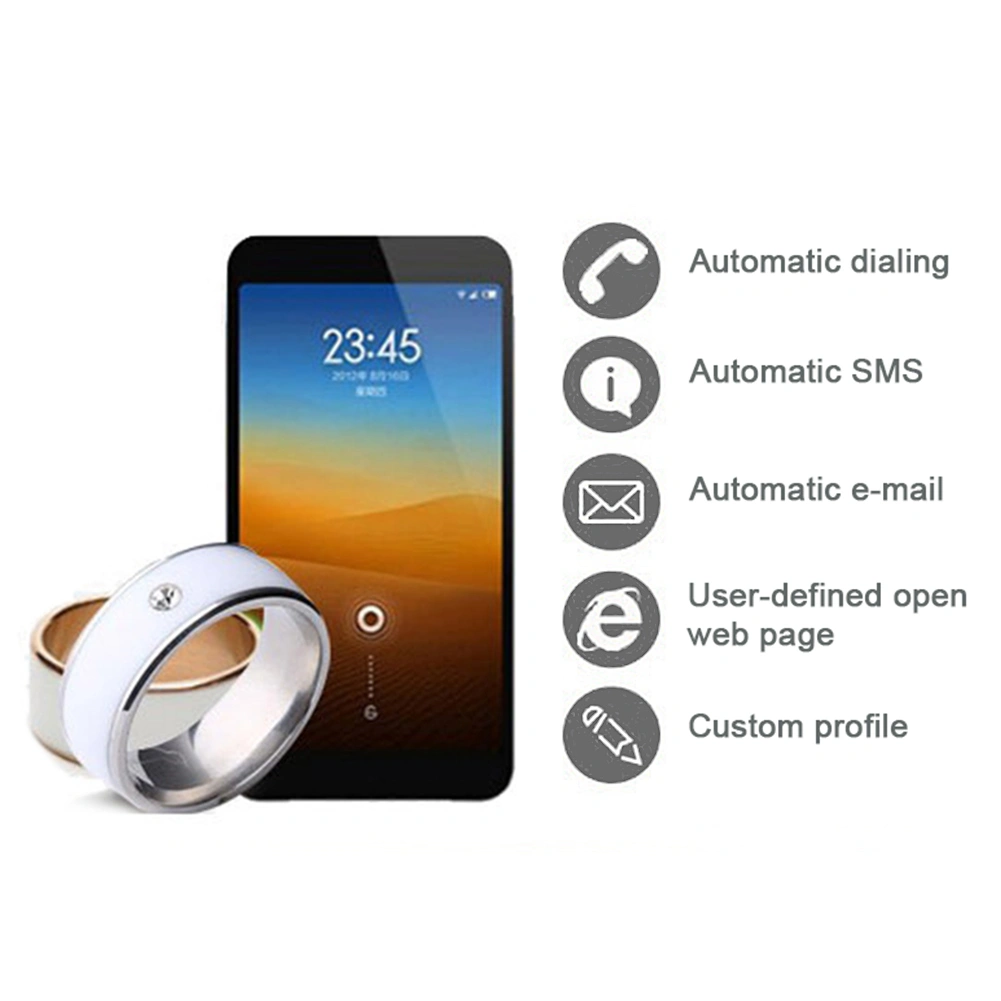 NFC Stainless Steel Phone Chip Dripping Oil Dual Dragon Pattern Smart Ring Gift