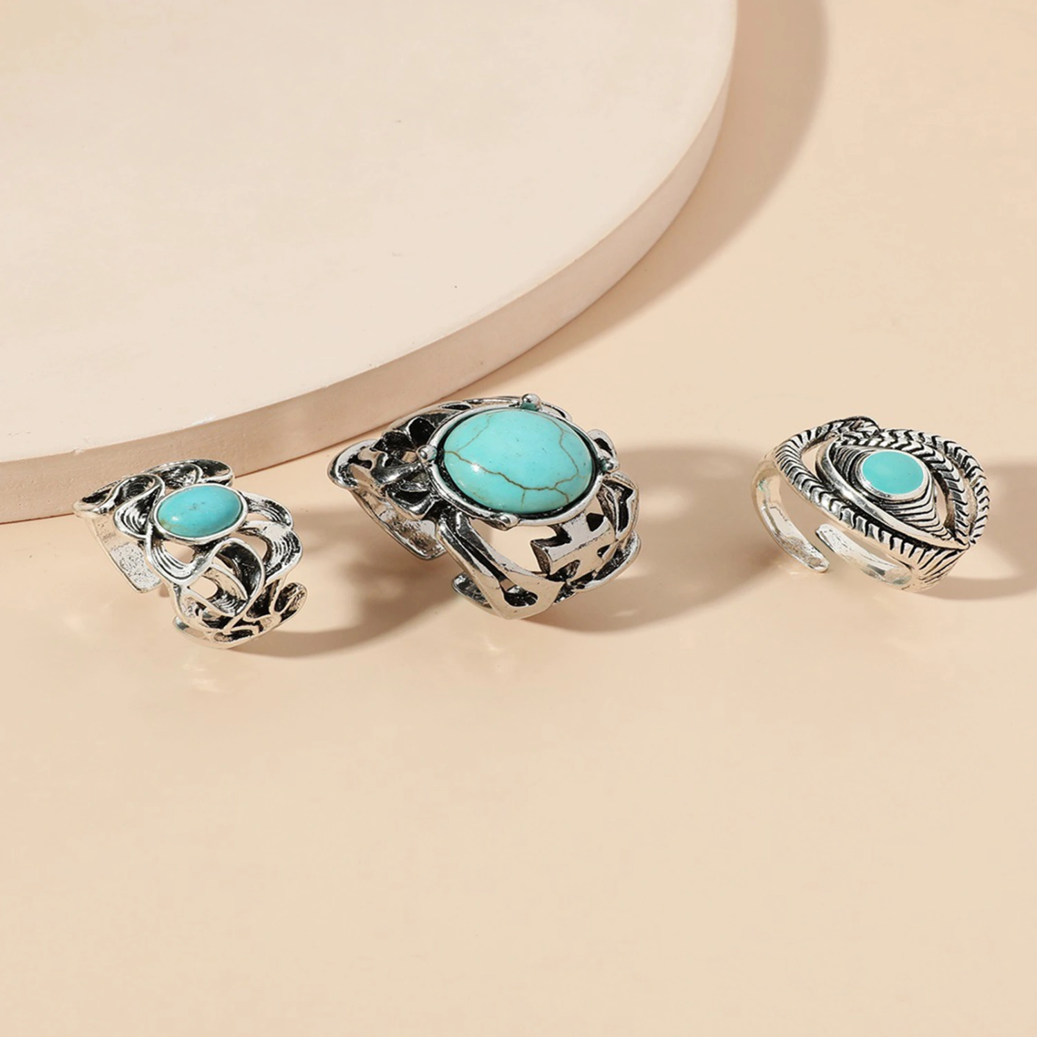 3Pcs Women Finger Ring Adjustable Wear-resistant Accessories Eye-catching Open Ring for Evening Party