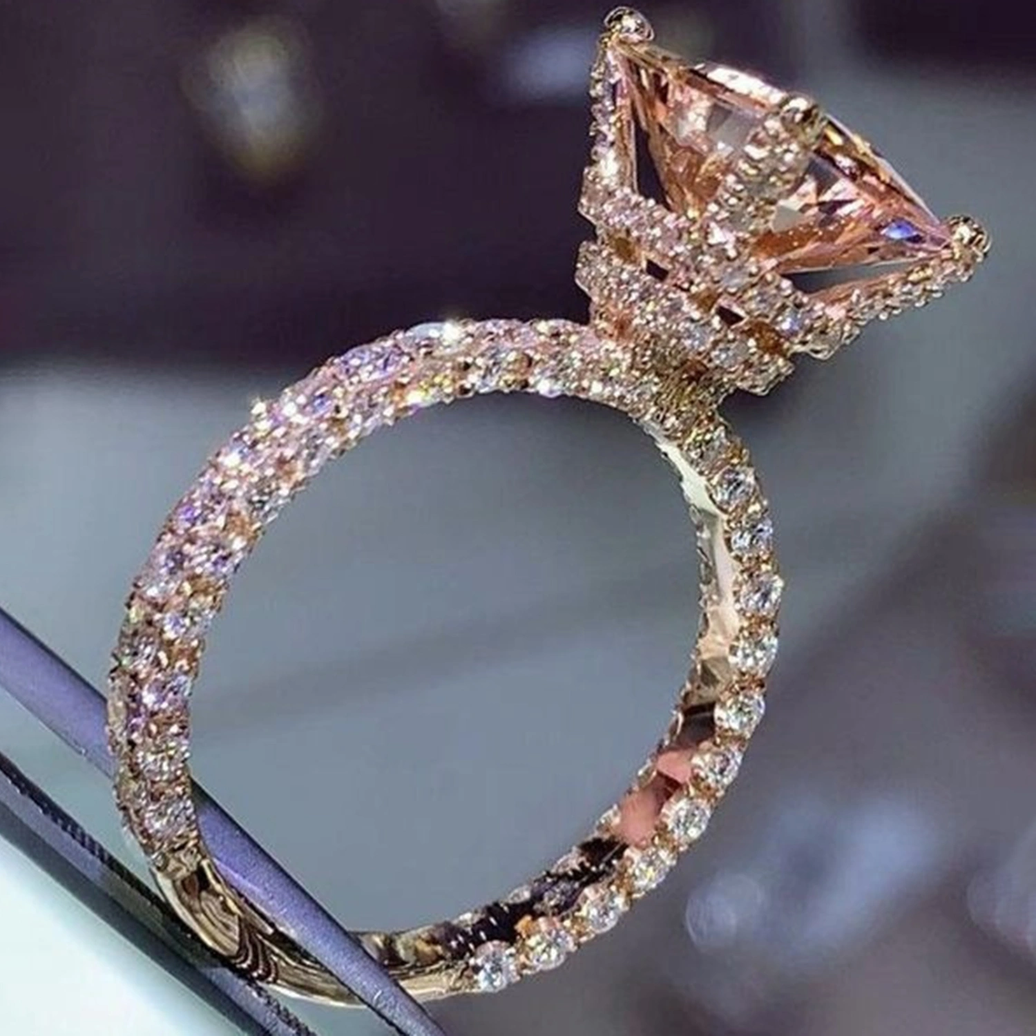Women Ring Large Square Cubic Zirconia Jewelry Fashion Appearance Exquisite Finger Ring for Wedding