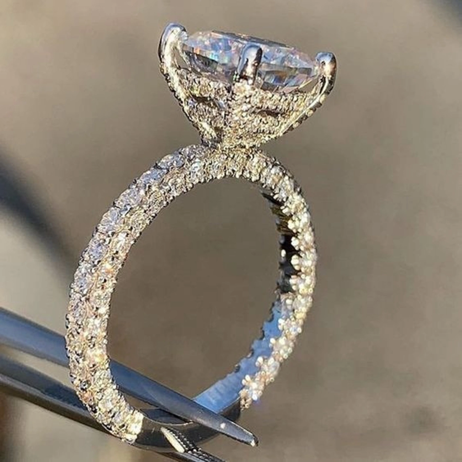 Women Ring Large Square Cubic Zirconia Jewelry Fashion Appearance Exquisite Finger Ring for Wedding