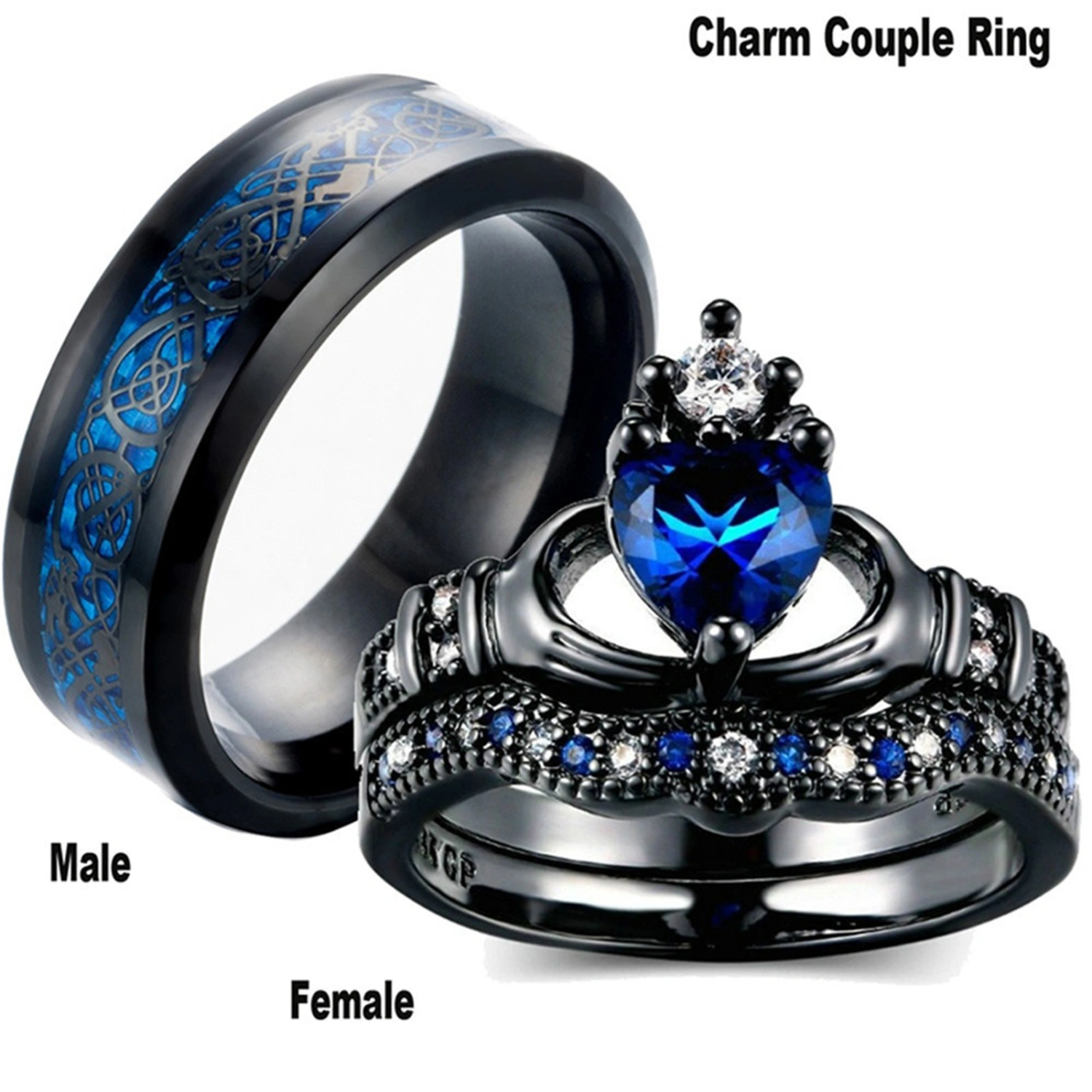 Women Ring Shiny Rhinestone Stainless Lightweight Couple Finger Ring for Valentine's Day