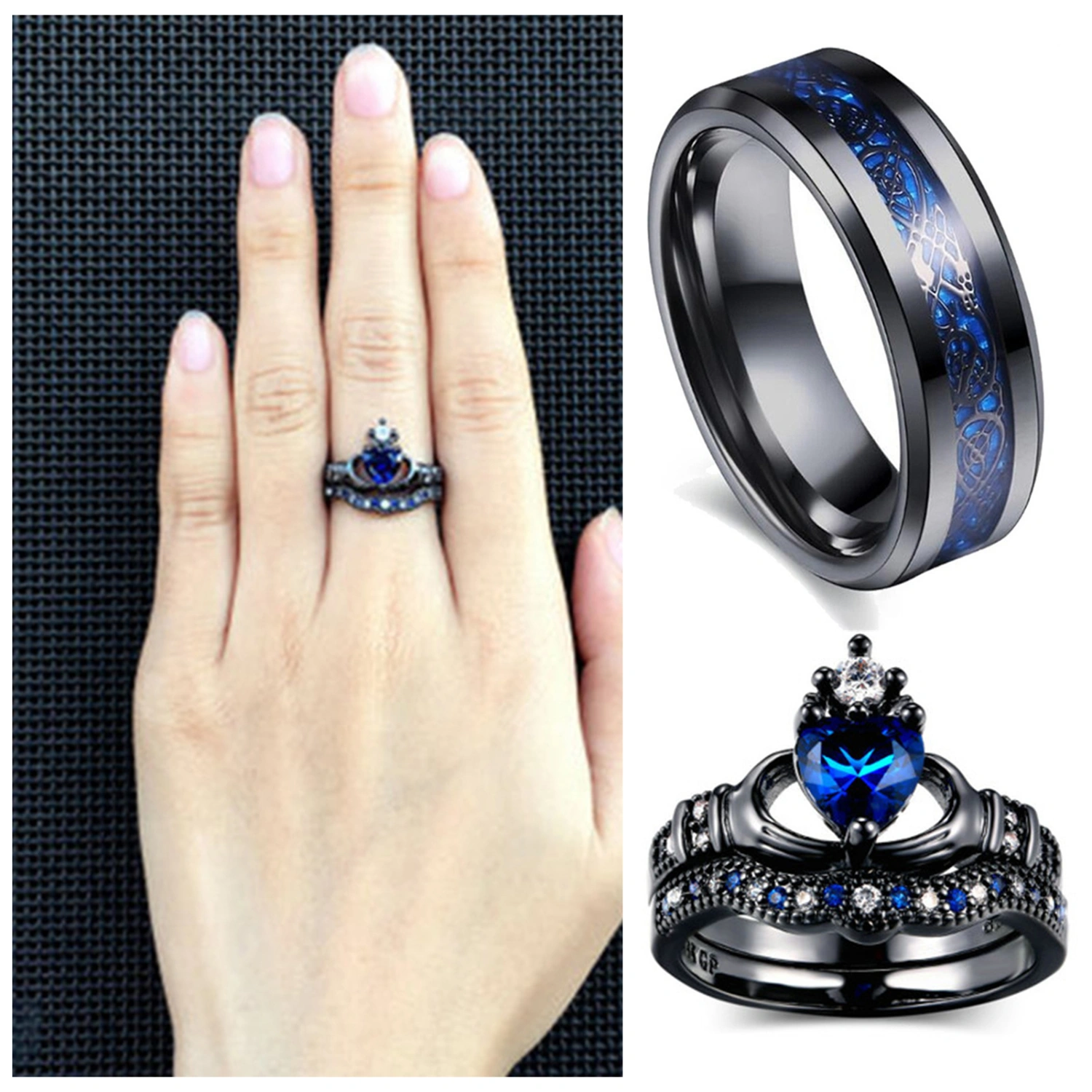 Women Ring Shiny Rhinestone Stainless Lightweight Couple Finger Ring for Valentine's Day