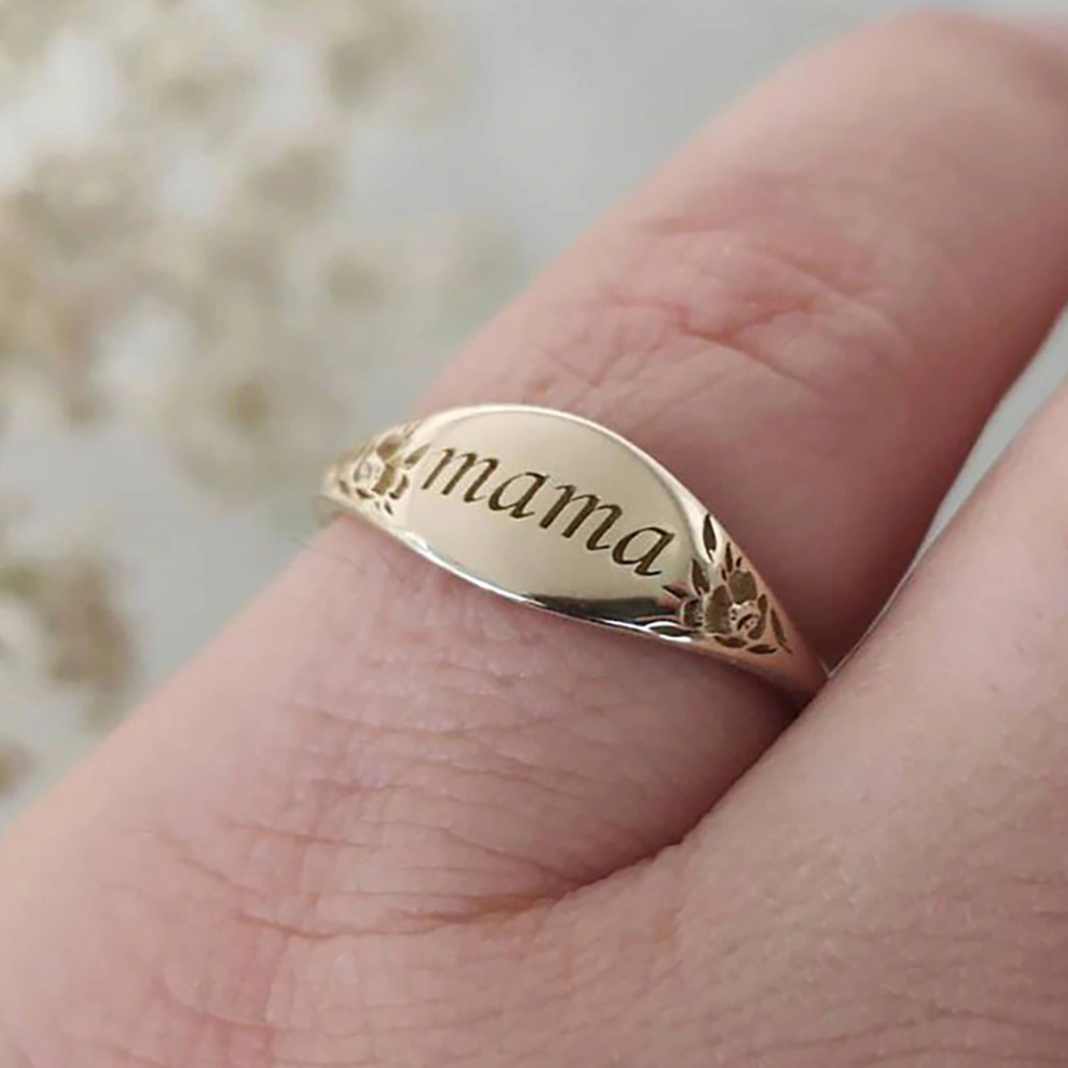 Women Mama Engraved Ring Family Anniversary Birthday Mothers Day Jewelry Gift