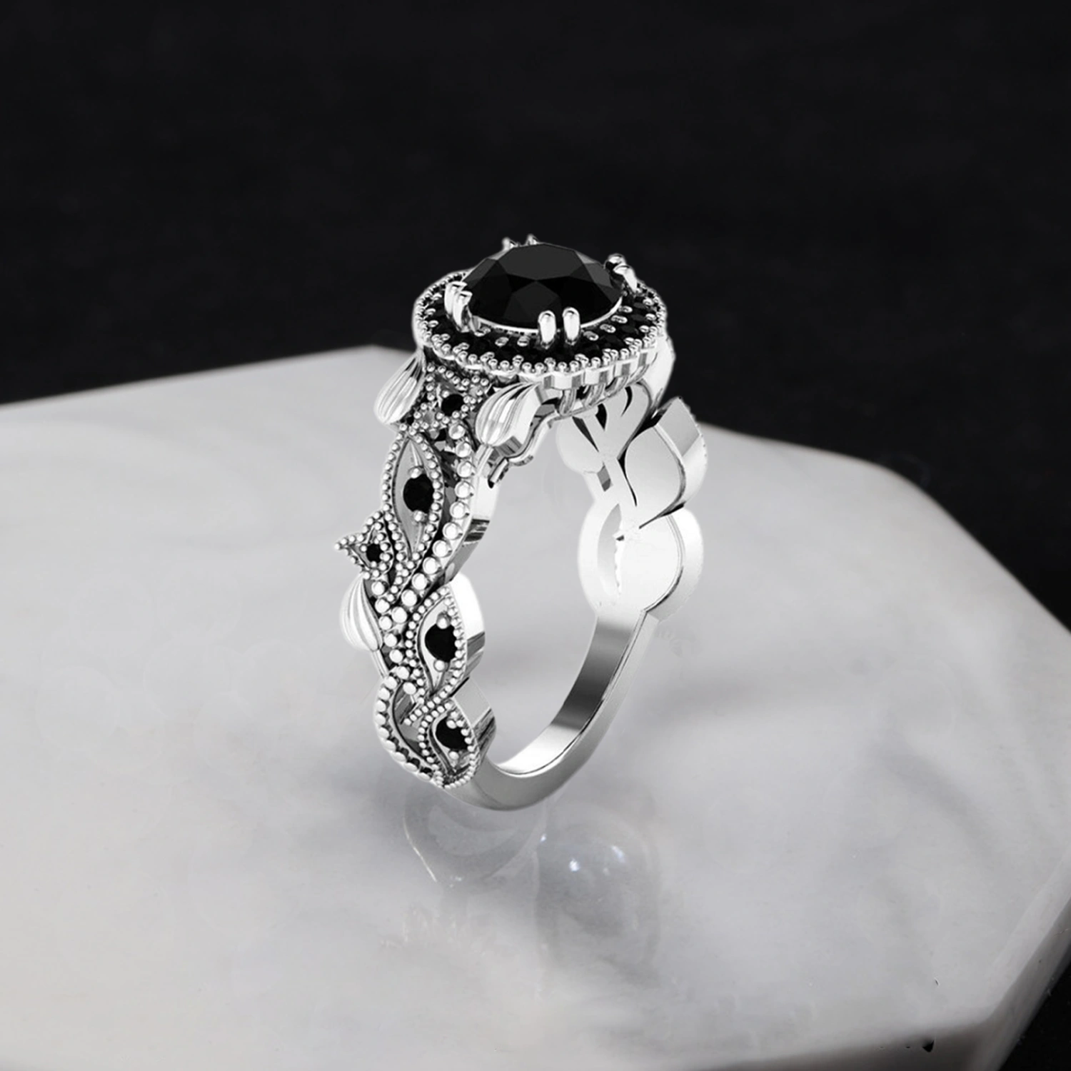2Pcs Finger Rings Floral Leaf Rhinestone Ladies Exquisite Sparkling Rings Jewelry Accessories
