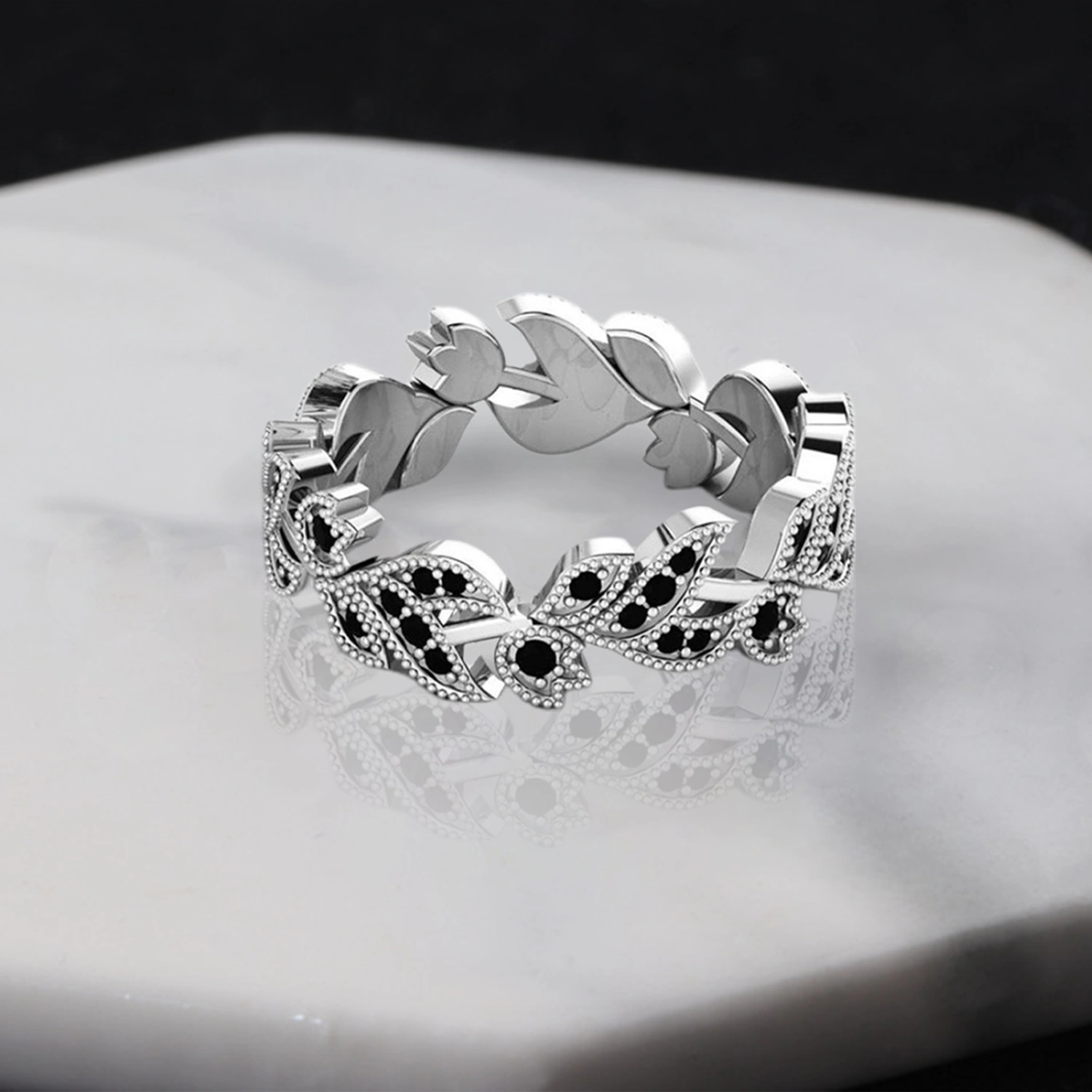 2Pcs Finger Rings Floral Leaf Rhinestone Ladies Exquisite Sparkling Rings Jewelry Accessories