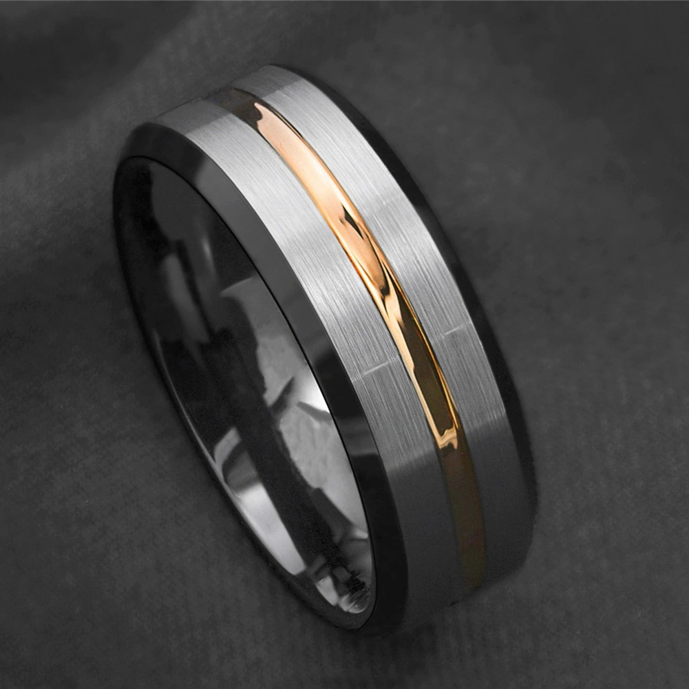 Fashion Men Matte Stripe Titanium Steel Band Ring Wedding Party Jewelry Gift