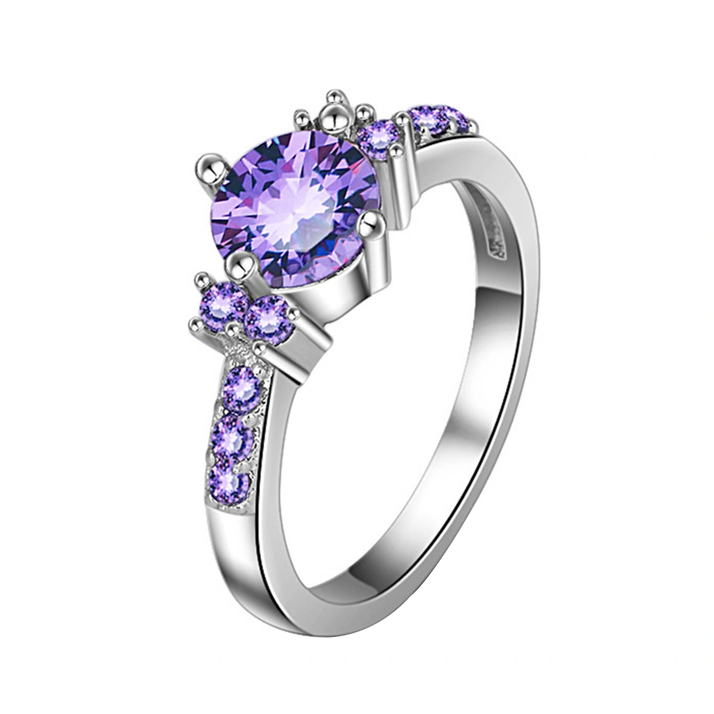 Luxury Women Faux Amethyst Inlaid Finger Ring Wedding Engagement Jewelry Gift