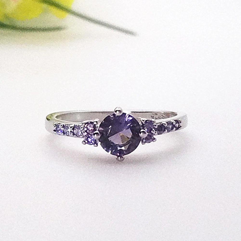 Luxury Women Faux Amethyst Inlaid Finger Ring Wedding Engagement Jewelry Gift