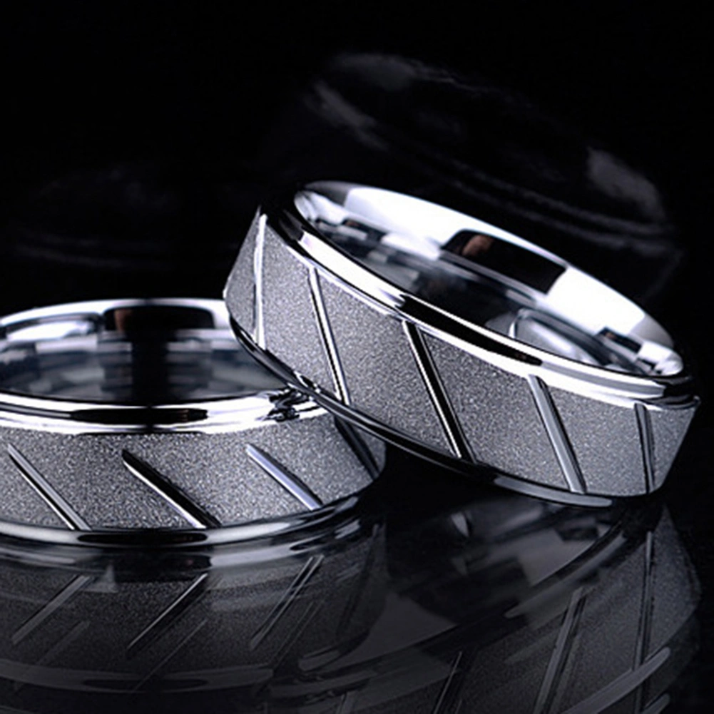 Men Fashion Matte Geometric Band Finger Ring Wedding Engagement Jewelry Gift