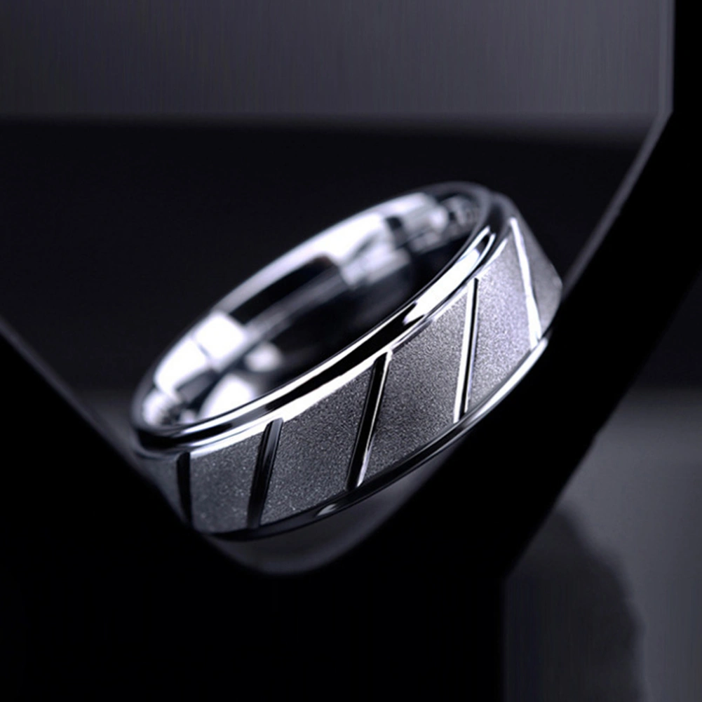Men Fashion Matte Geometric Band Finger Ring Wedding Engagement Jewelry Gift
