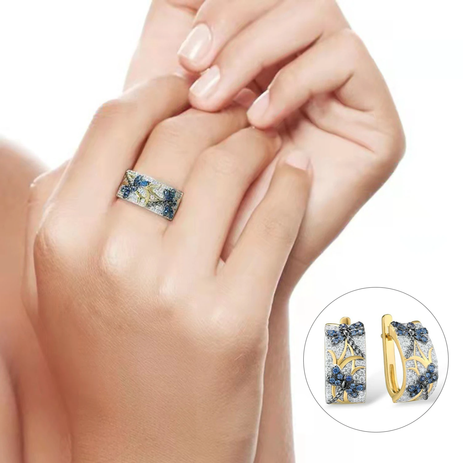 Women Ring Dragonfly Rhinestones Jewelry Plated Bright Luster Ring for Daily Wear