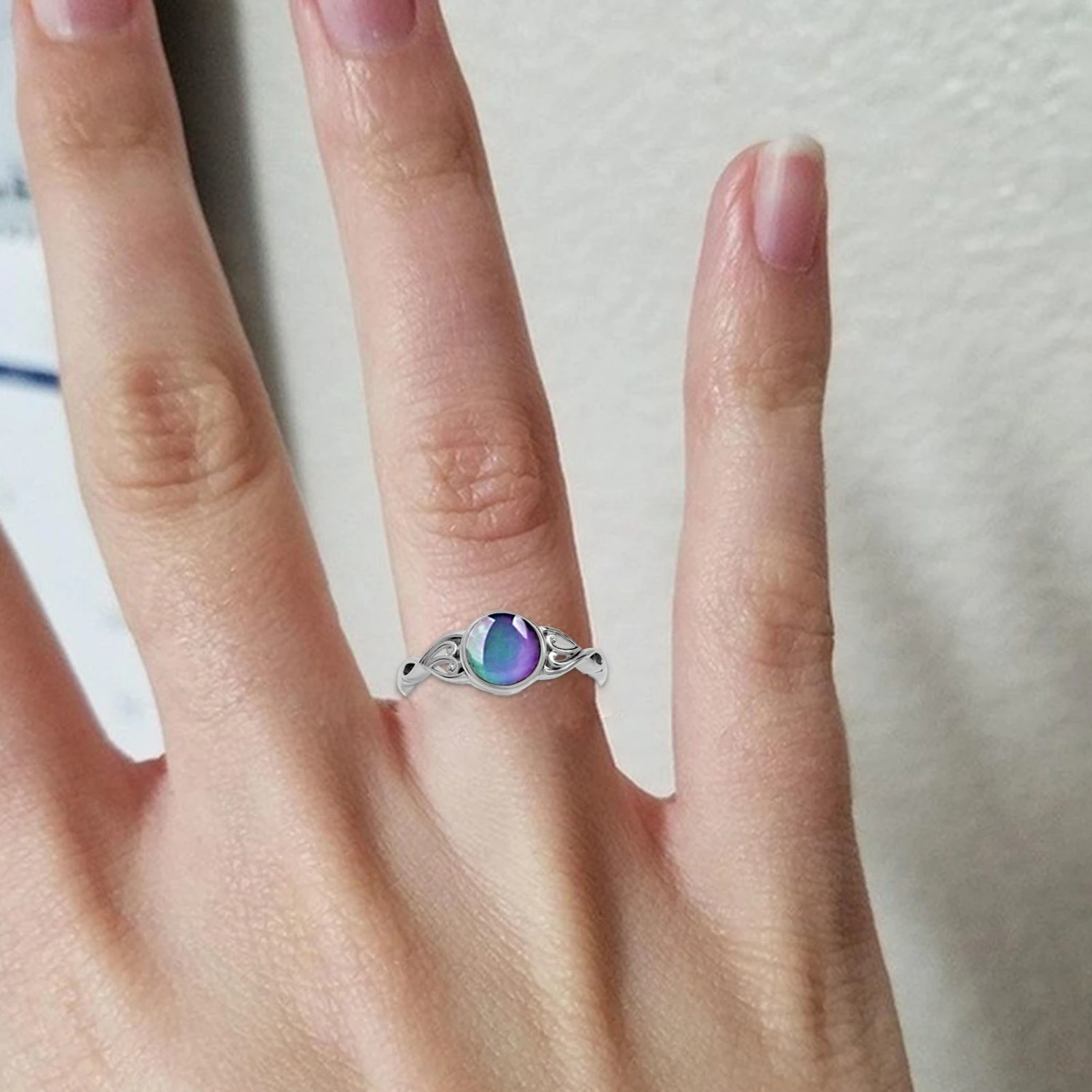 Jewelry Ring Geometric Dress Up Jewelry Accessory Discoloration Mood Oval Finger Ring Women Jewelry
