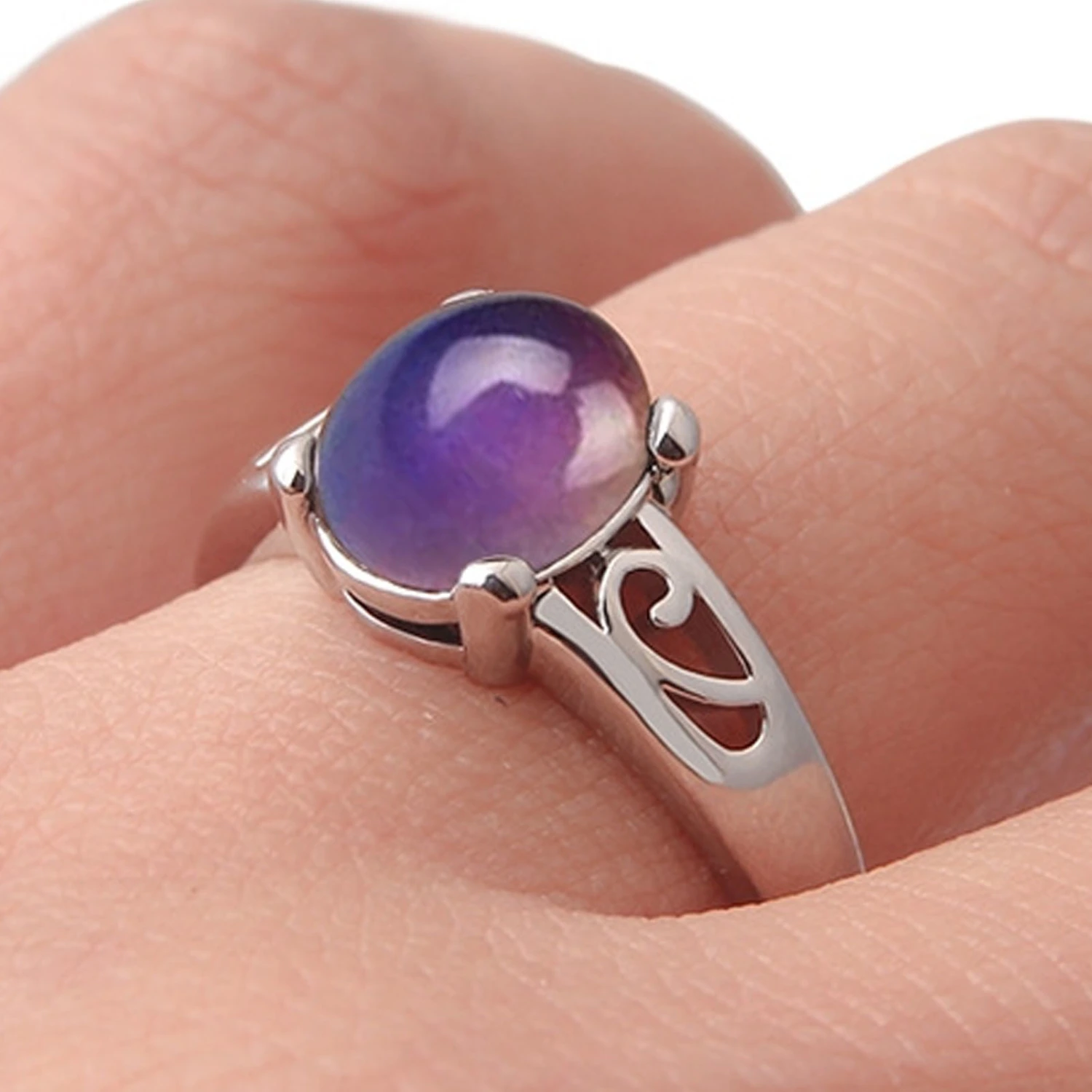 Jewelry Ring Geometric Dress Up Jewelry Accessory Discoloration Mood Oval Finger Ring Women Jewelry