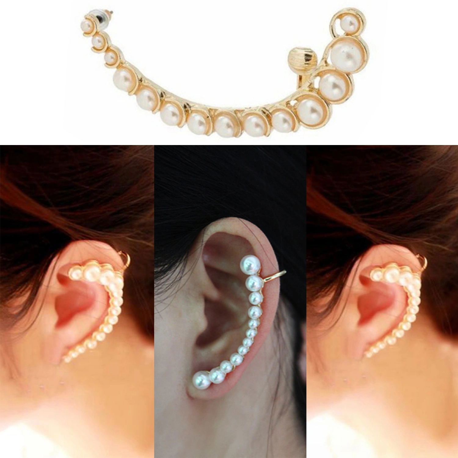 1 Pc Earring Shiny Sturdy C Shape Ear Stud Clip Earring for Daily Life