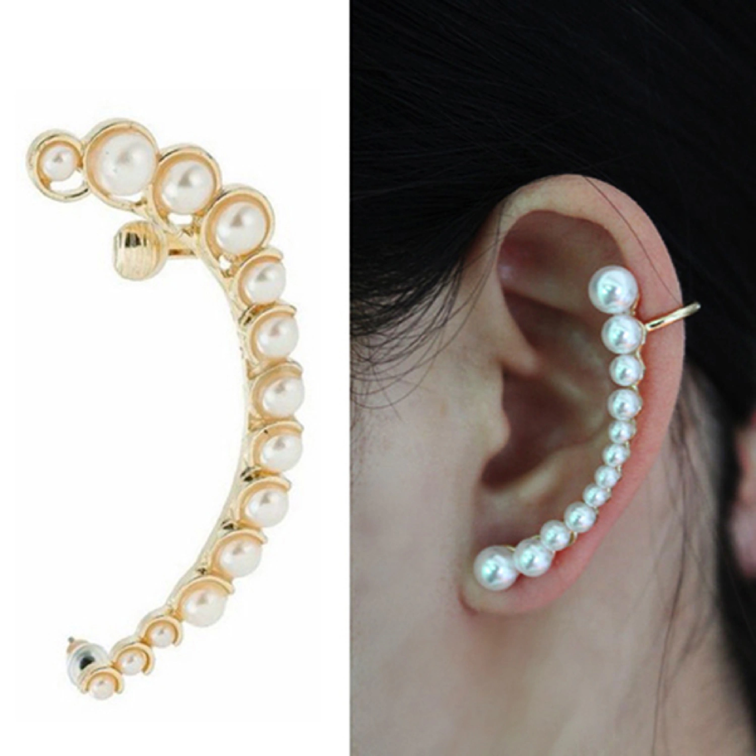 1 Pc Earring Shiny Sturdy C Shape Ear Stud Clip Earring for Daily Life