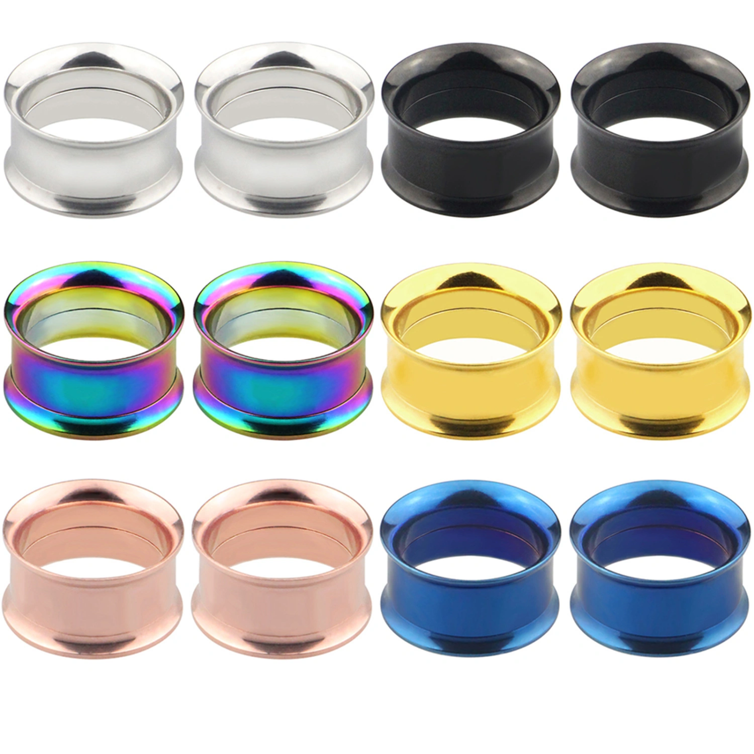 1Pc Ear Expander Solid Color Skin-friendly Stainless Steel Double Flared Ear Gauges for Men Women