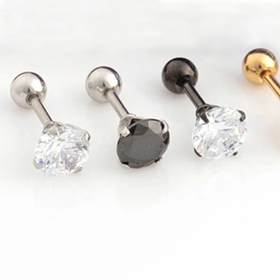 Men Women Rhinestone Cartilage Tragus Bar Helix Upper Ear Earring Stud Jewelry