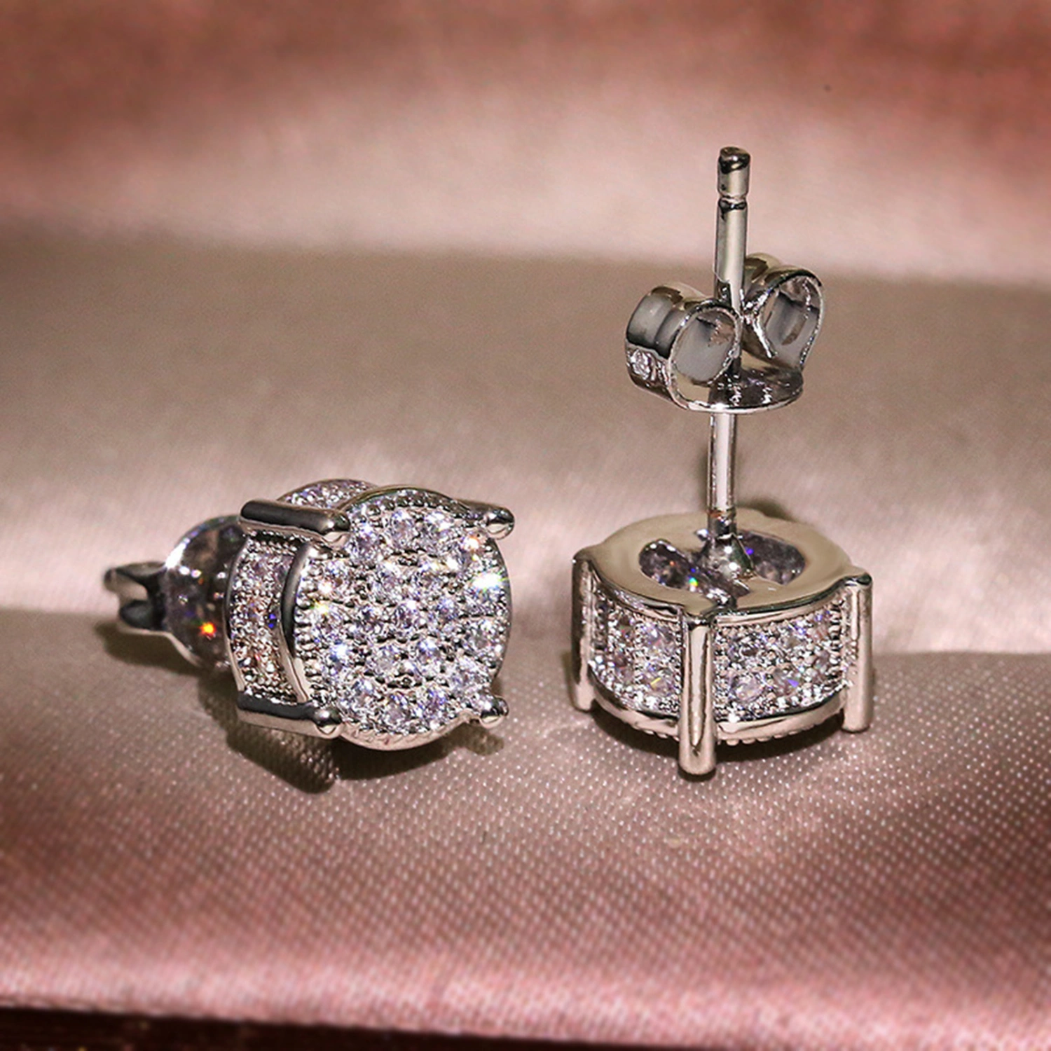 Stud Earrings Glossy All-match Eye-catching Four Claws Earring Ear Studs for Daily Wear