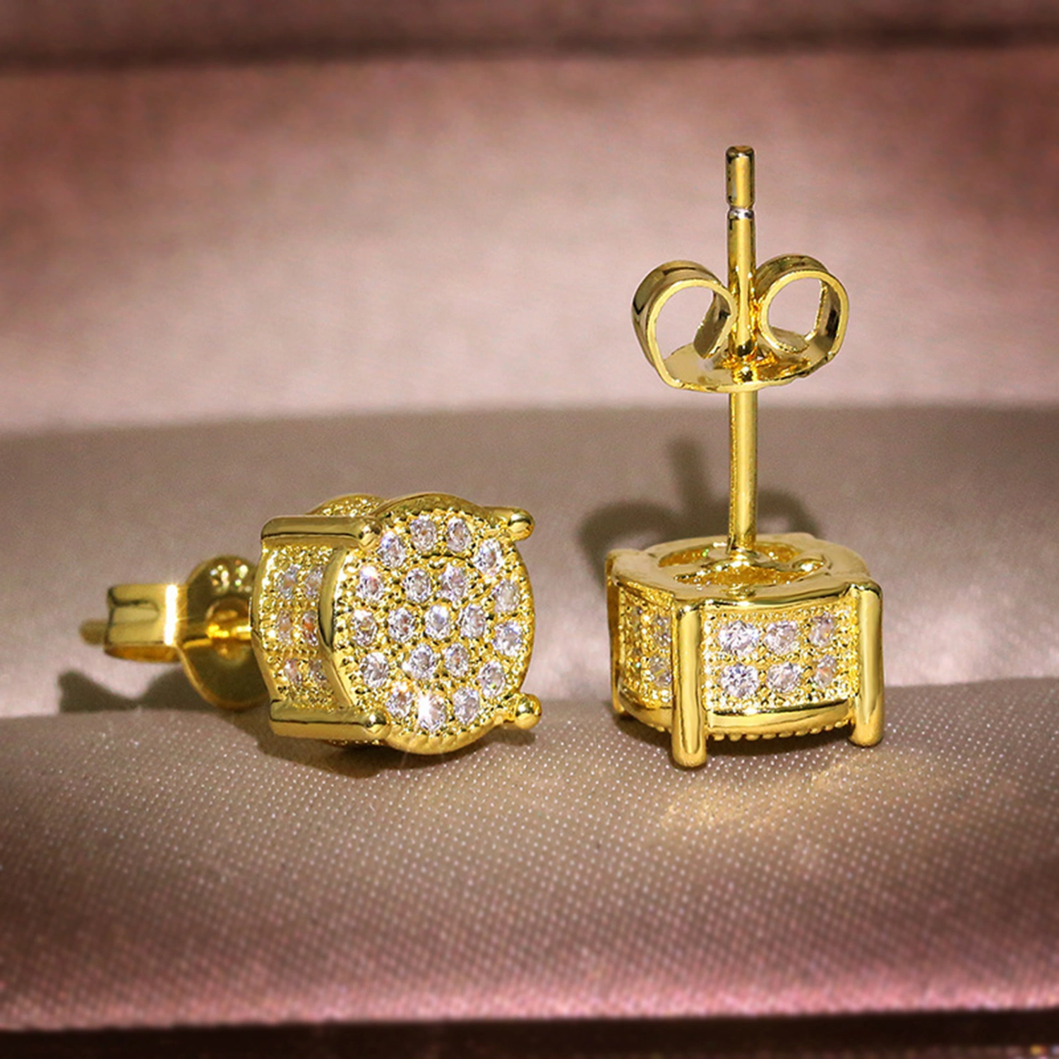 Stud Earrings Glossy All-match Eye-catching Four Claws Earring Ear Studs for Daily Wear