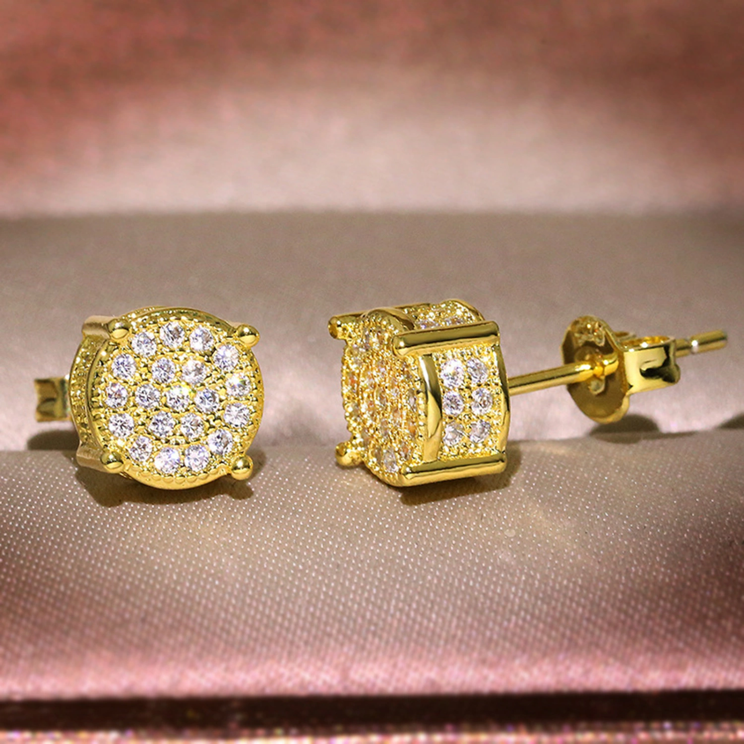 Stud Earrings Glossy All-match Eye-catching Four Claws Earring Ear Studs for Daily Wear