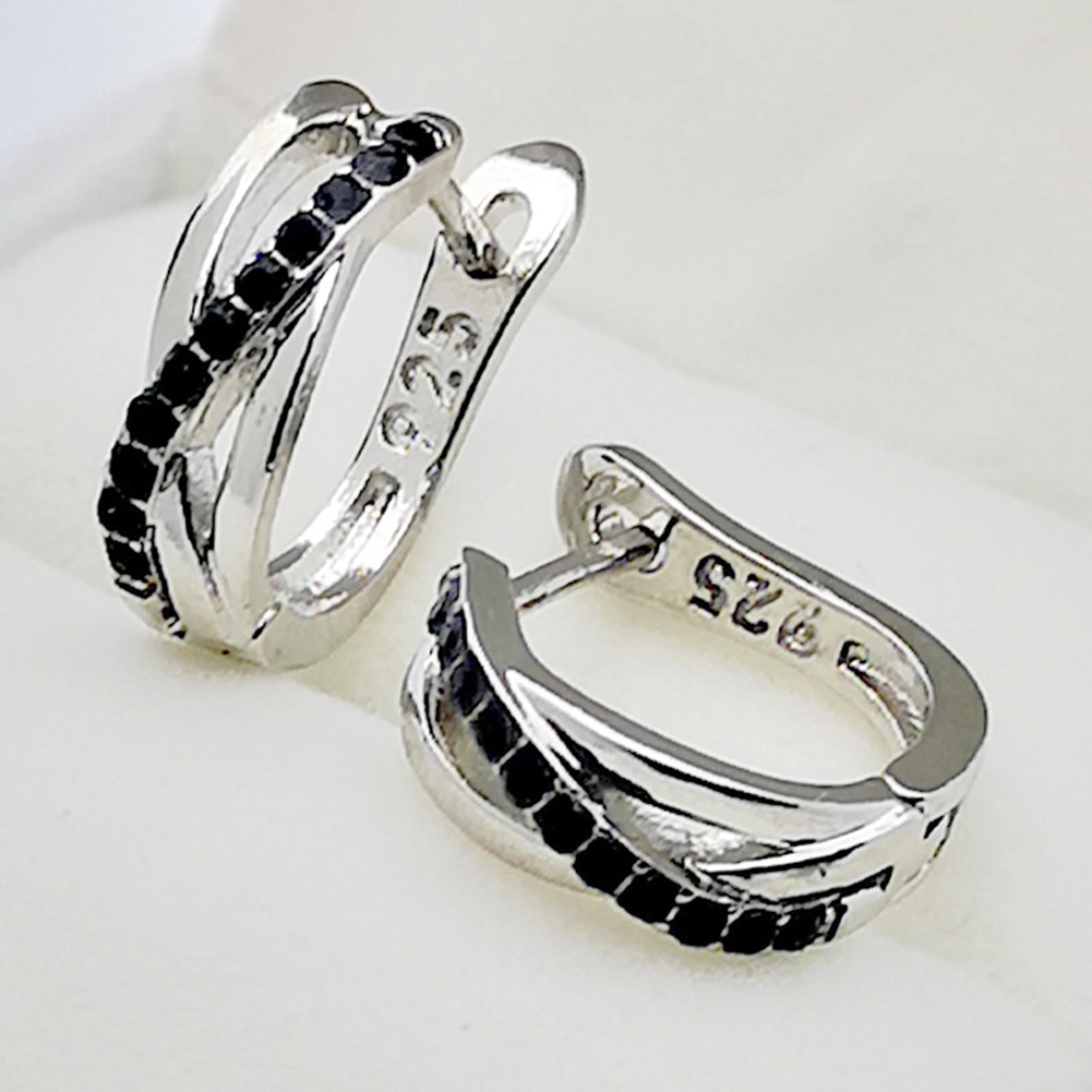 Fashion Women Rhinestone Inlaid Cross Hoop Earrings Wedding Party Jewelry Gift