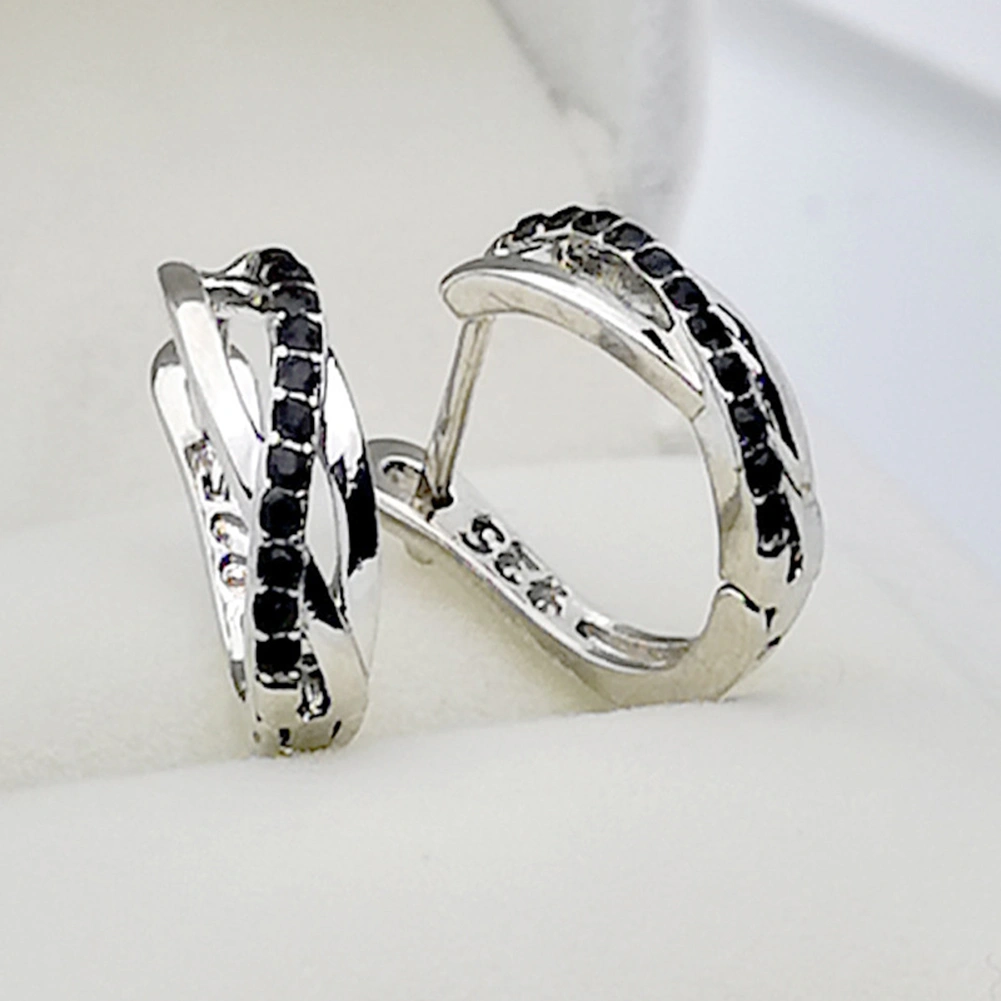 Fashion Women Rhinestone Inlaid Cross Hoop Earrings Wedding Party Jewelry Gift