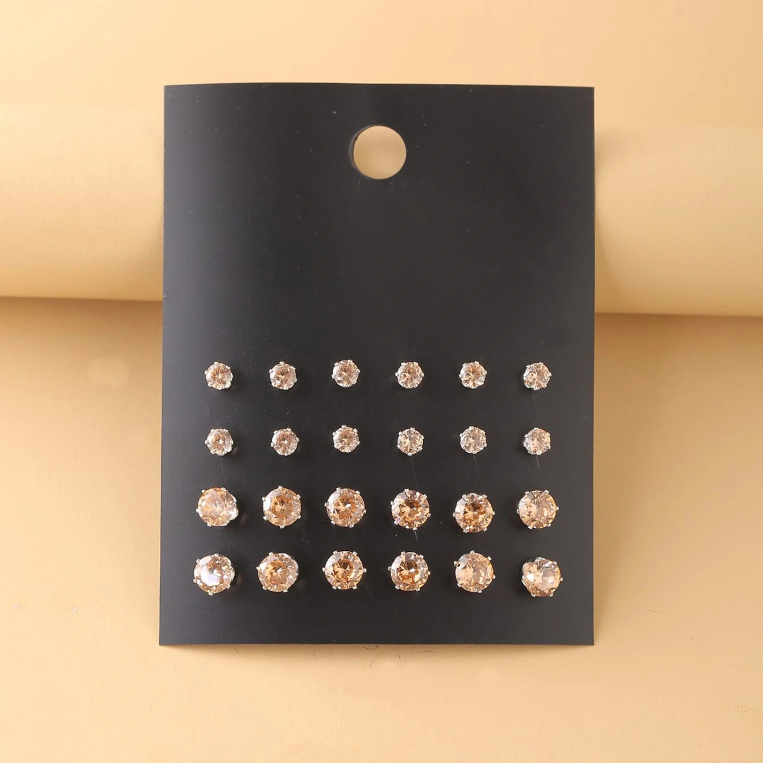 12 Pairs Women Stud Earrings Shiny Rhinestones Jewelry Korean Style Geometry Ear Studs for Prom
