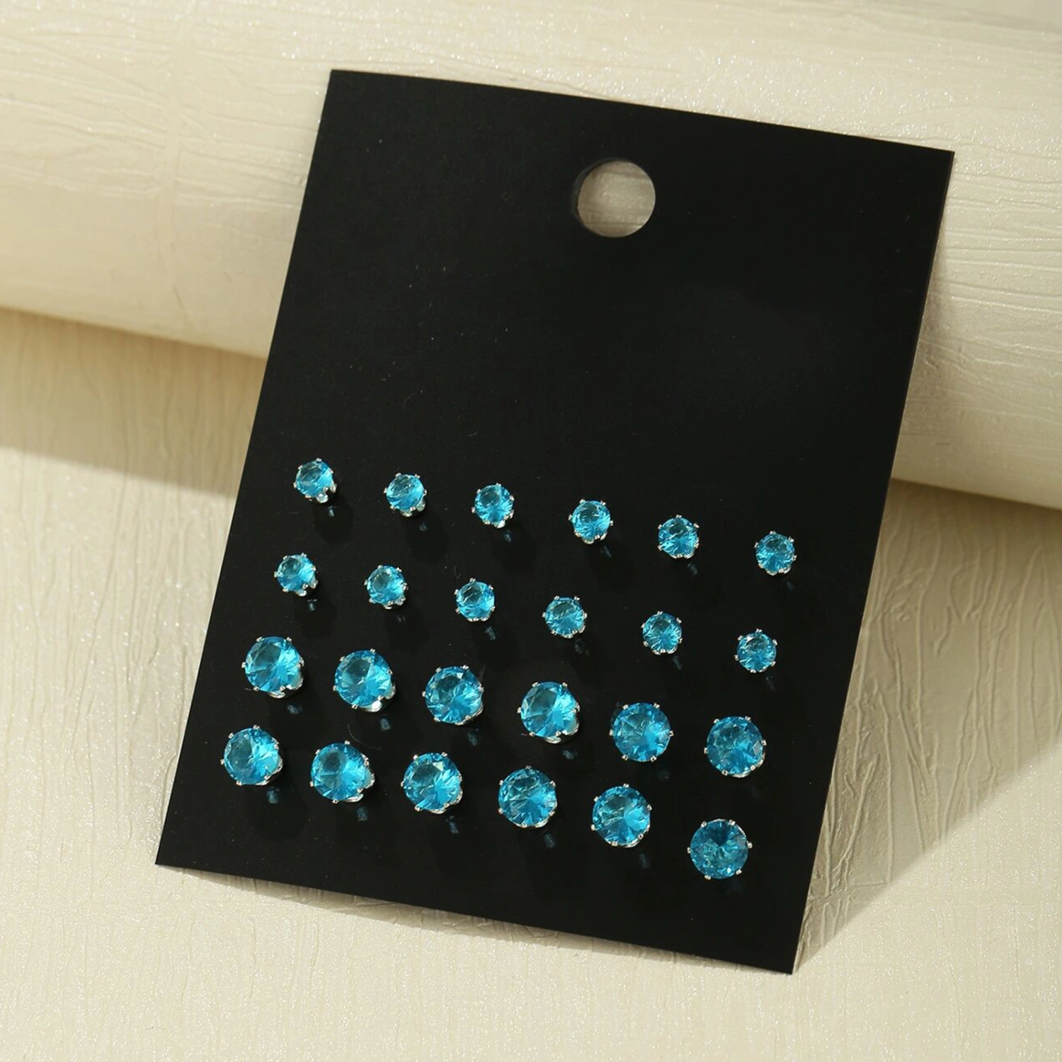 12 Pairs Women Stud Earrings Shiny Rhinestones Jewelry Korean Style Geometry Ear Studs for Prom