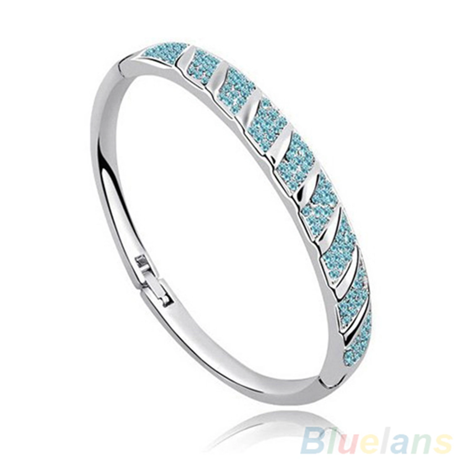 Women Bridal Slim Shiny Rhinestone Bangle Bracelet Engagement Wedding Jewelry
