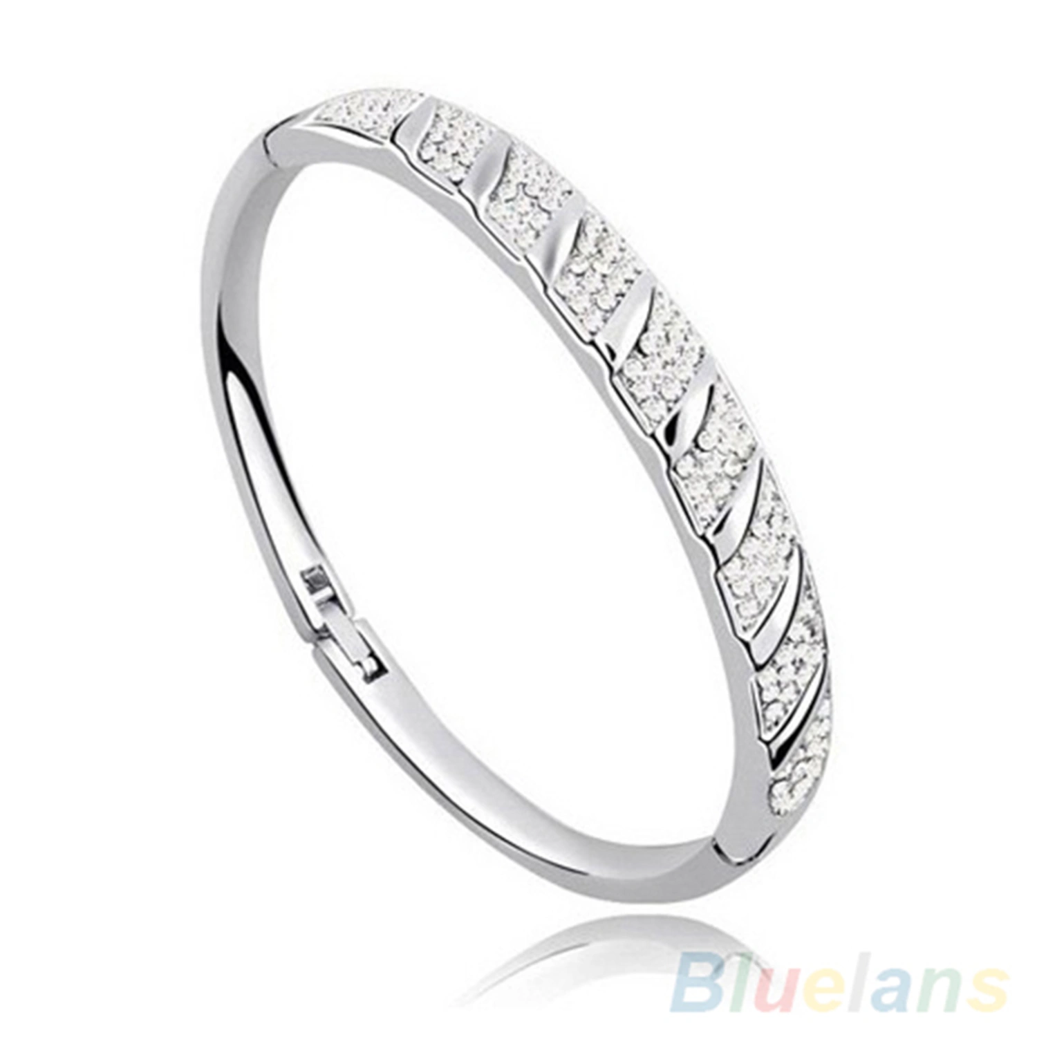 Women Bridal Slim Shiny Rhinestone Bangle Bracelet Engagement Wedding Jewelry