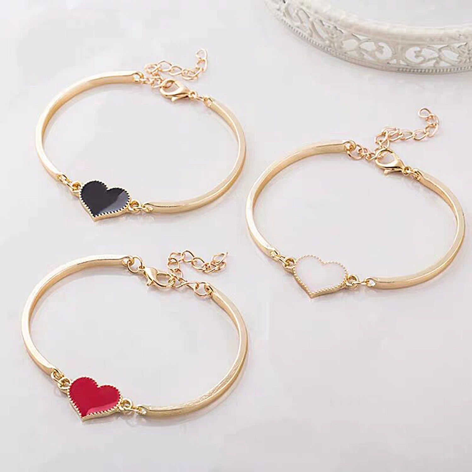 Women Fashion Simple Adjustable Love Heart Chain Bracelet Jewelry Accessory Gift
