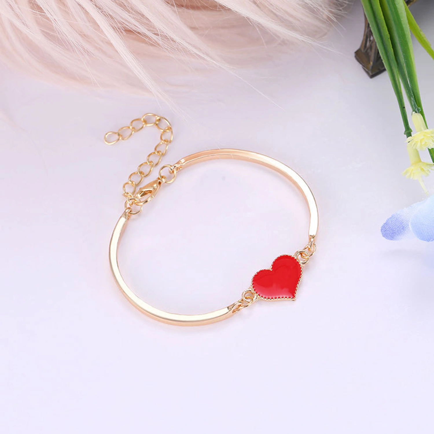 Women Fashion Simple Adjustable Love Heart Chain Bracelet Jewelry Accessory Gift