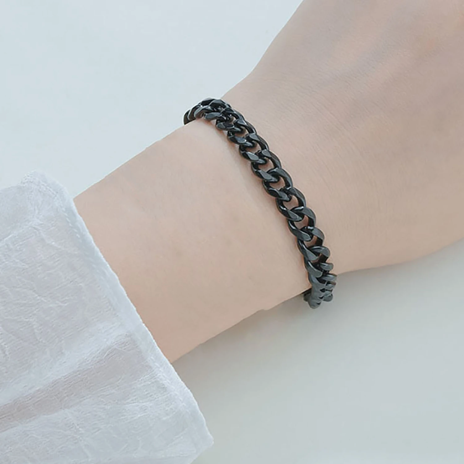 Men Bracelet Chain Plated Stainless Steel Hip Hop Geometric Cuban Link Bracelet Fashion Jewellery