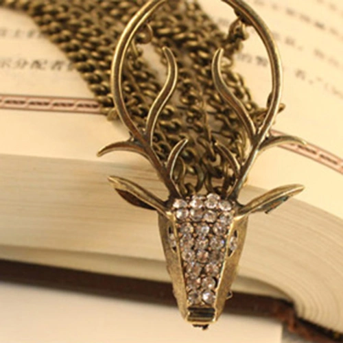 Women's Vintage Full Diamante Mysterious Deer Head Multi-Layer Bracelet Jewelry