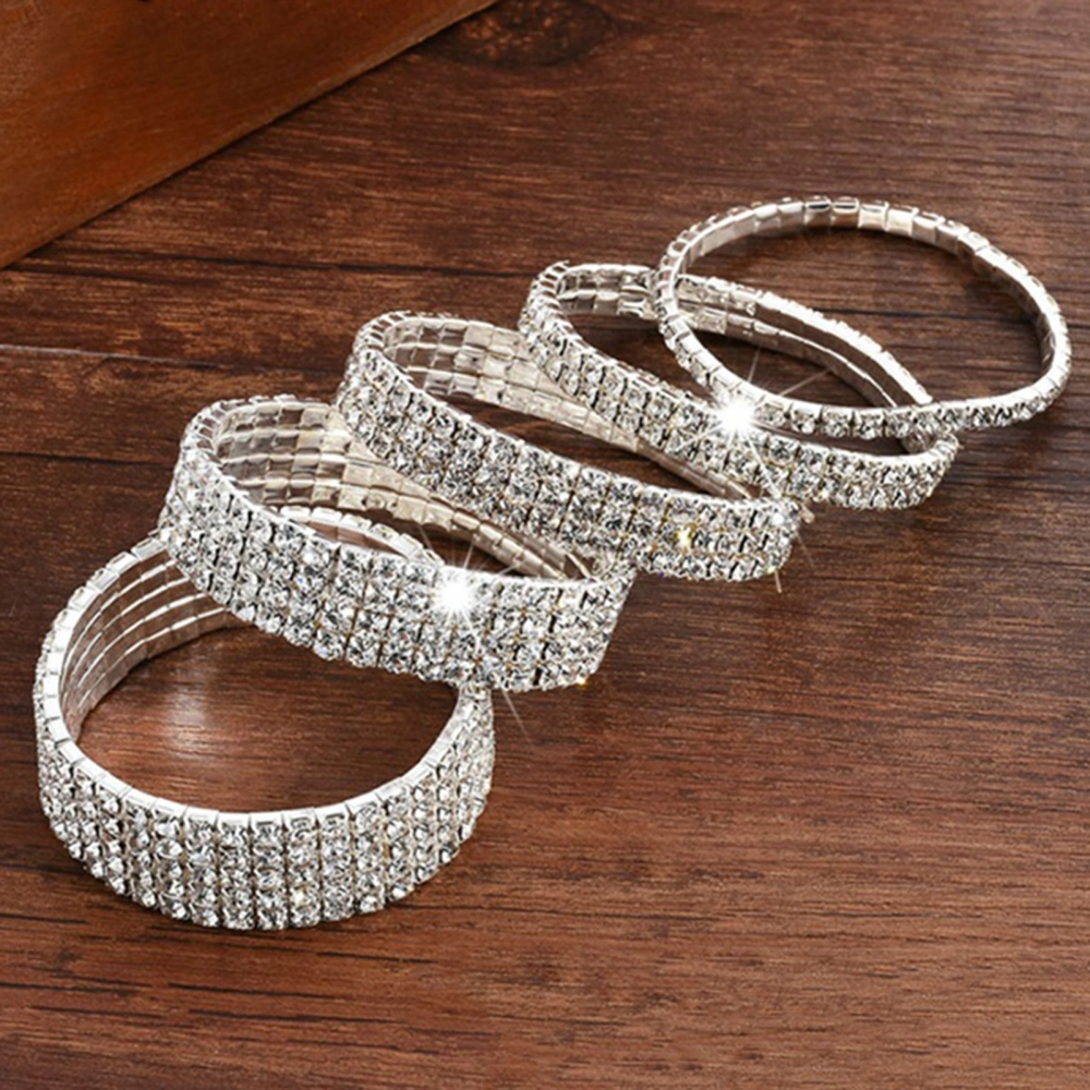 Bracelet Rhinestone Design Elastic Alloy Fashion Handwearing Bracelet for Daily Wear