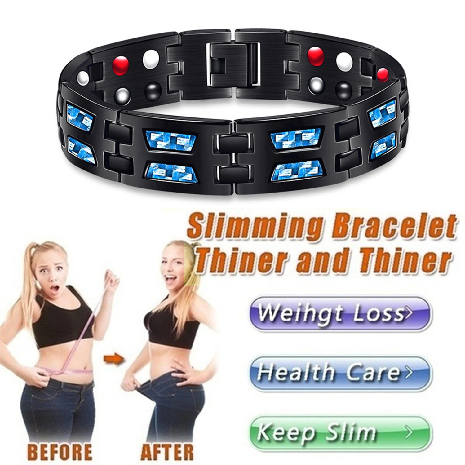 Therapy Bracelet Magnetic Adjustable Jewelry Anti-fatigue Electroplating Bracelet for Office 