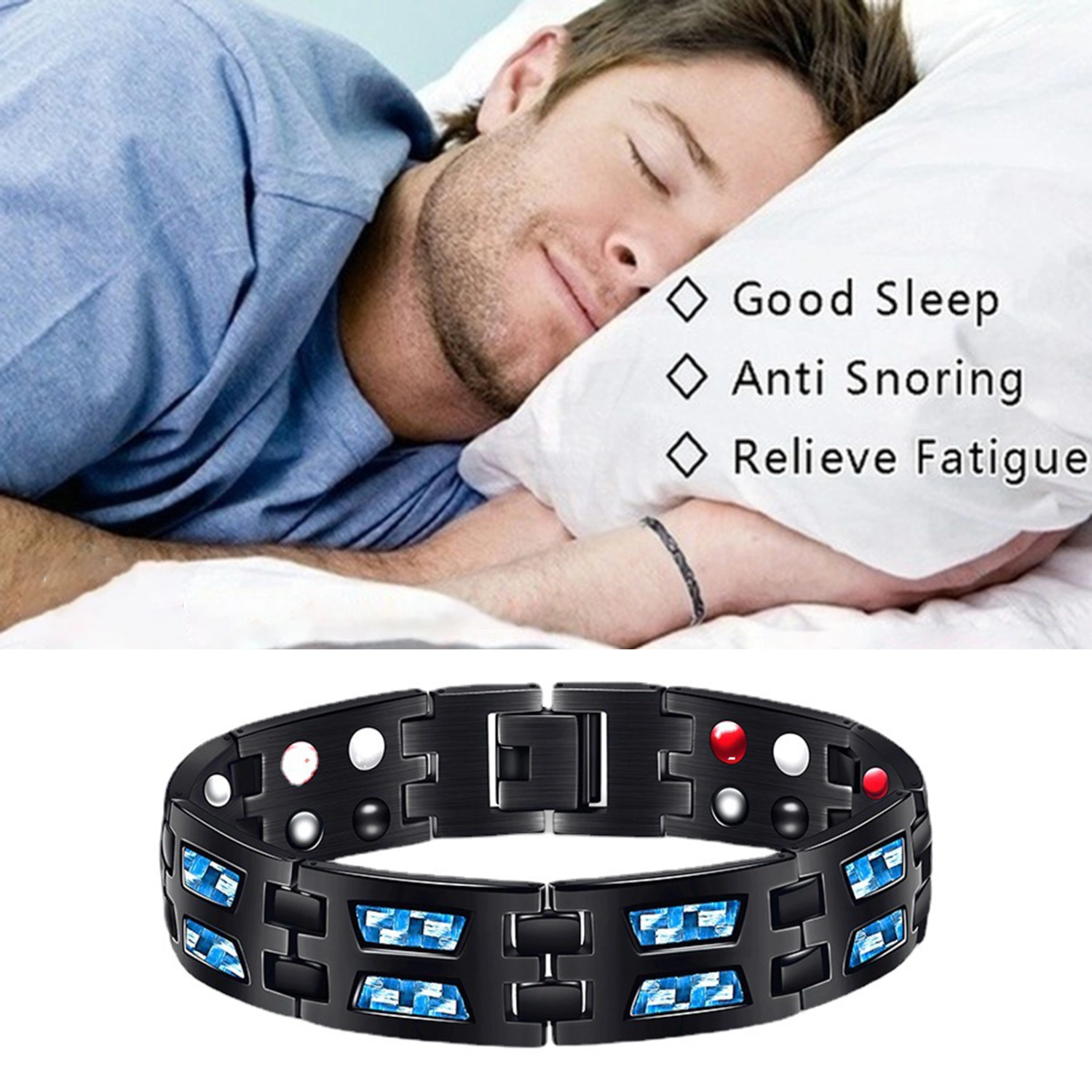 Therapy Bracelet Magnetic Adjustable Jewelry Anti-fatigue Electroplating Bracelet for Office 