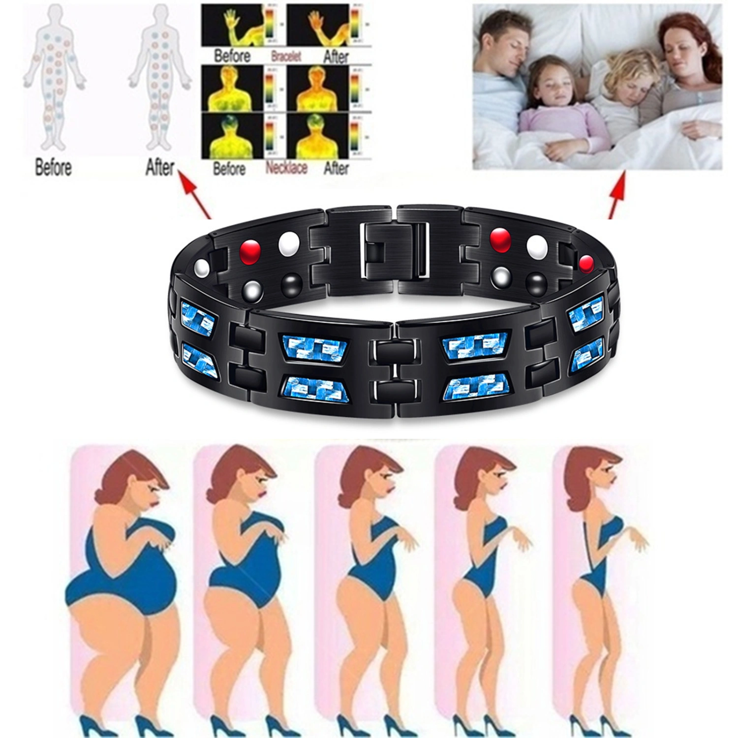 Therapy Bracelet Magnetic Adjustable Jewelry Anti-fatigue Electroplating Bracelet for Office 