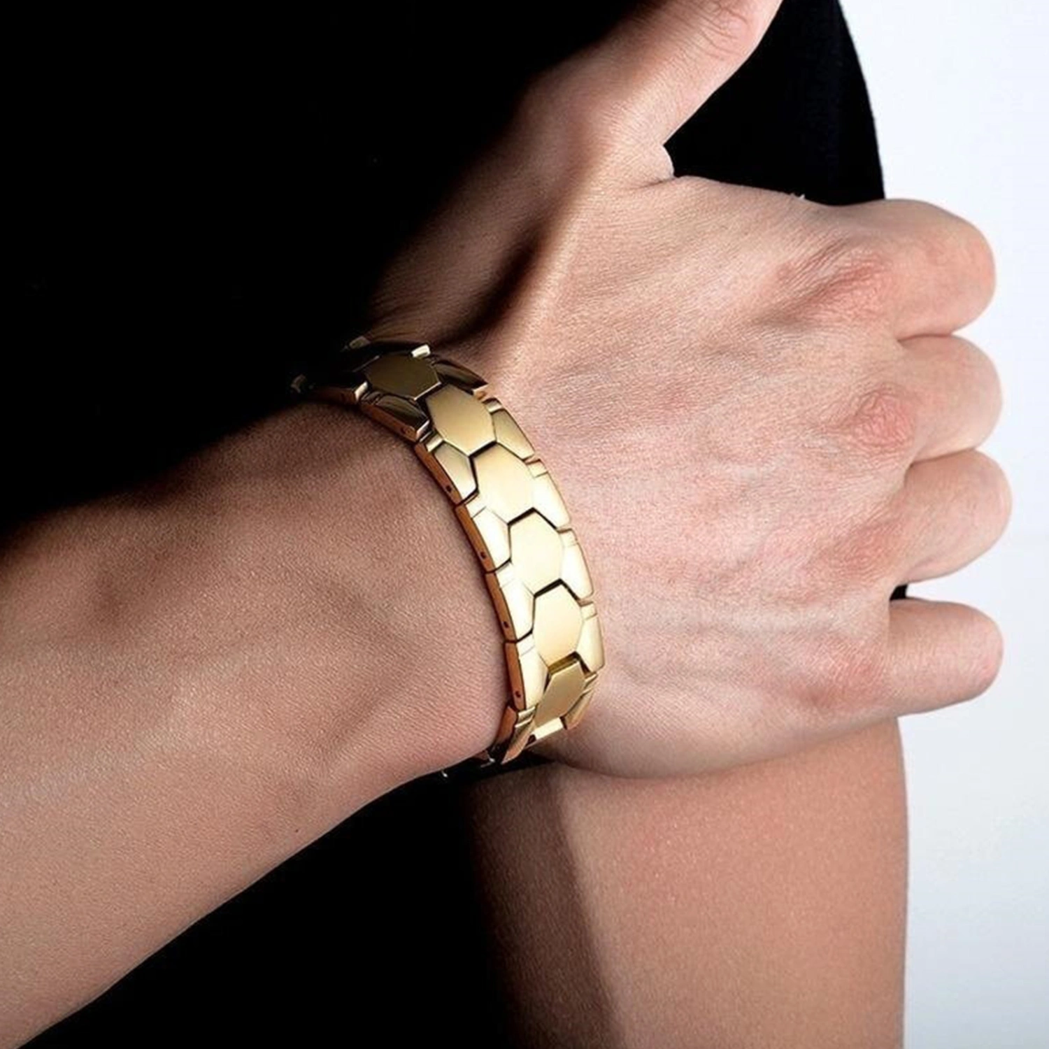 Men Bracelet Magnetic Alloy Durable Detachable Therapy Bracelet Daily Jewelry