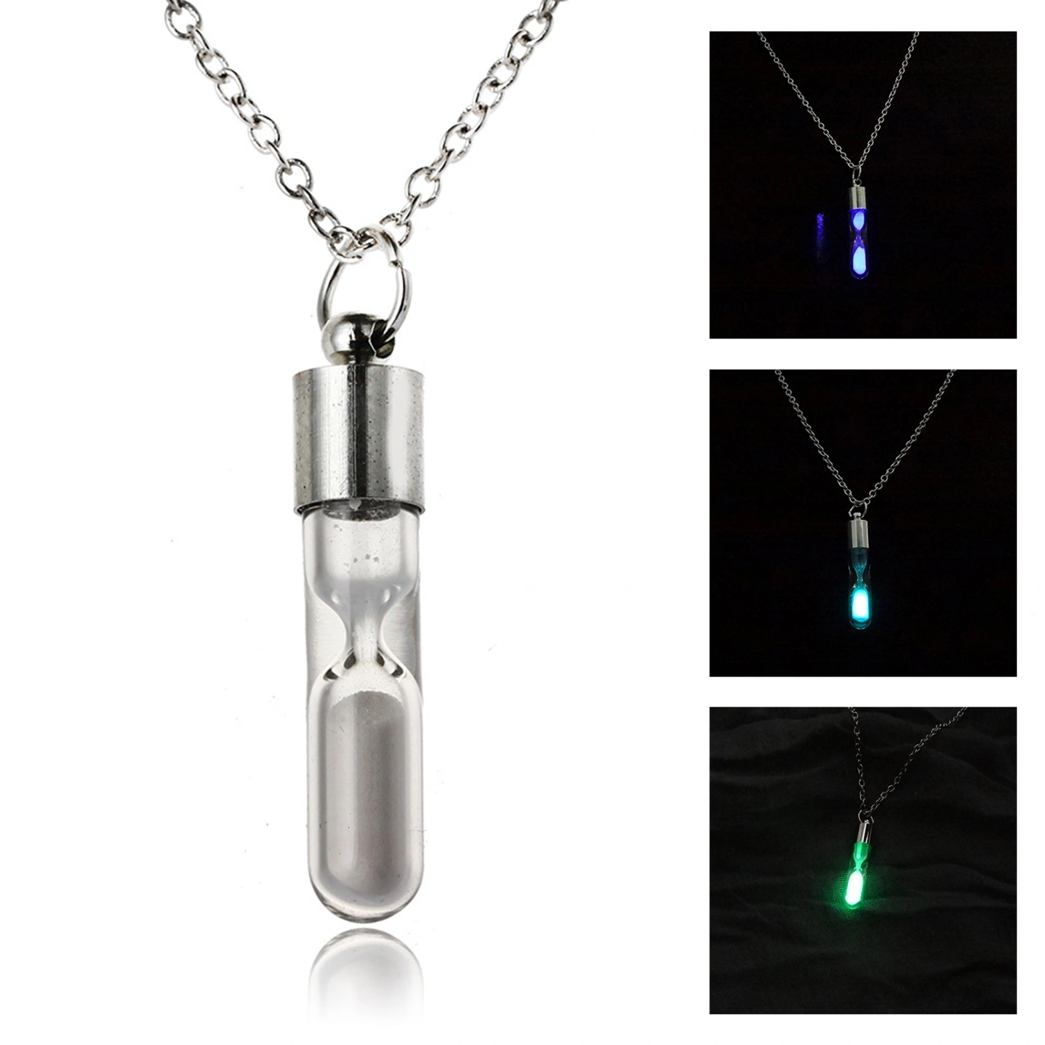 Glowing Necklace Hourglass Luminous Glass Adjustable Necklace Jewelry for Women