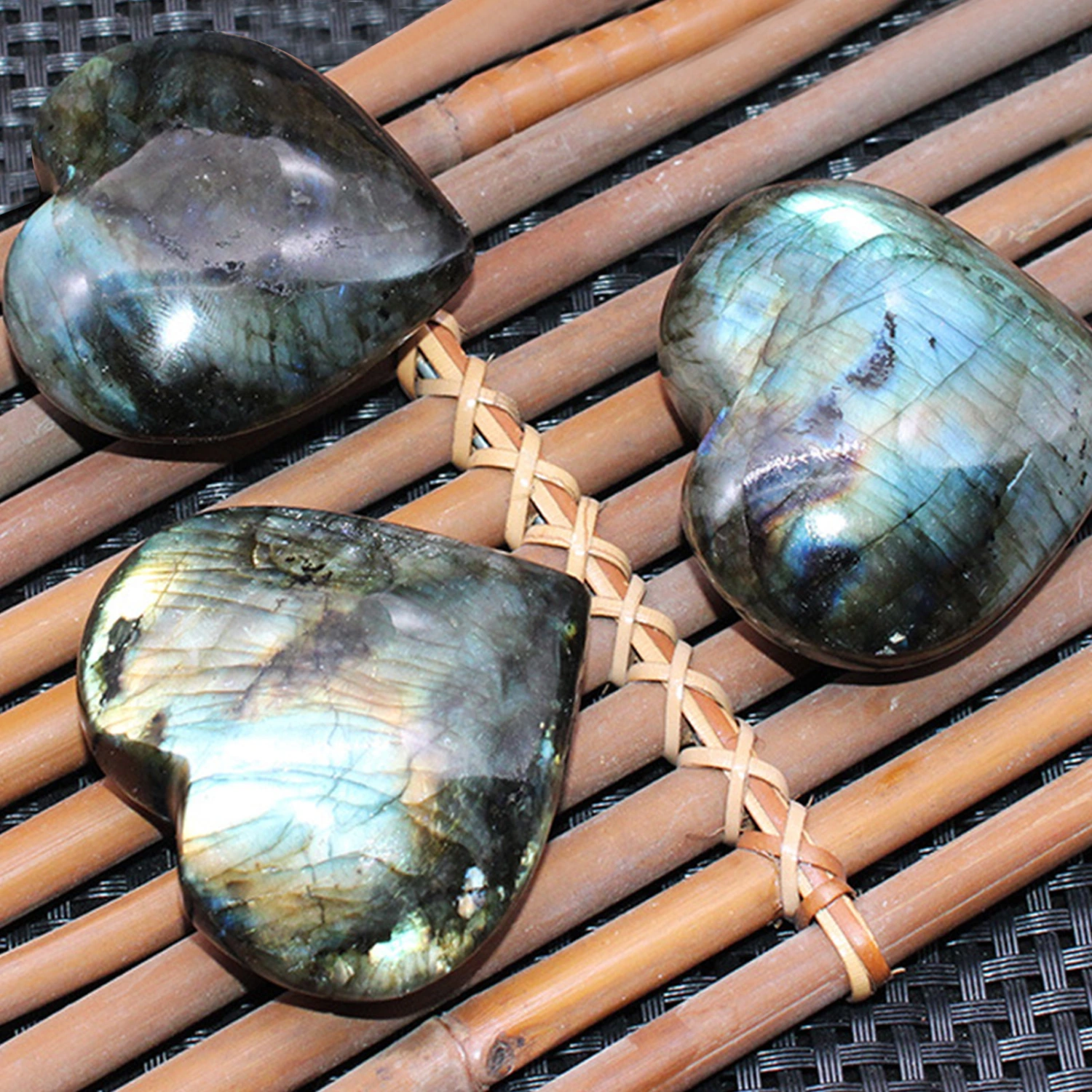Heart Shape Moonstone Labradorite Healing Quartz Faux Gemstone Jewellery Pendant