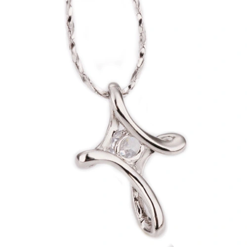 Bridal Wedding Lady Elegant Dazzling Rhinestone Infinity Cross Pendant Necklace