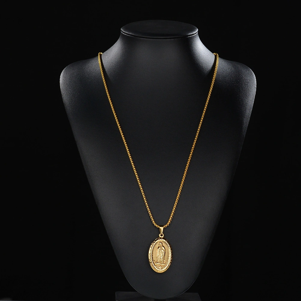 Religious Virgin Mary Guadalupe Embossed Pendant Necklace Jewelry Decor Gift