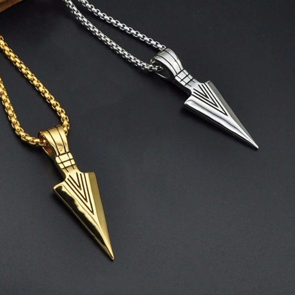 Fashion Men Arrow Head Pendant Necklace Street Party Long Chain Jewelry Gift