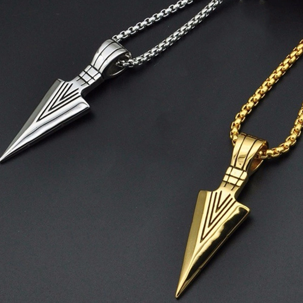 Fashion Men Arrow Head Pendant Necklace Street Party Long Chain Jewelry Gift