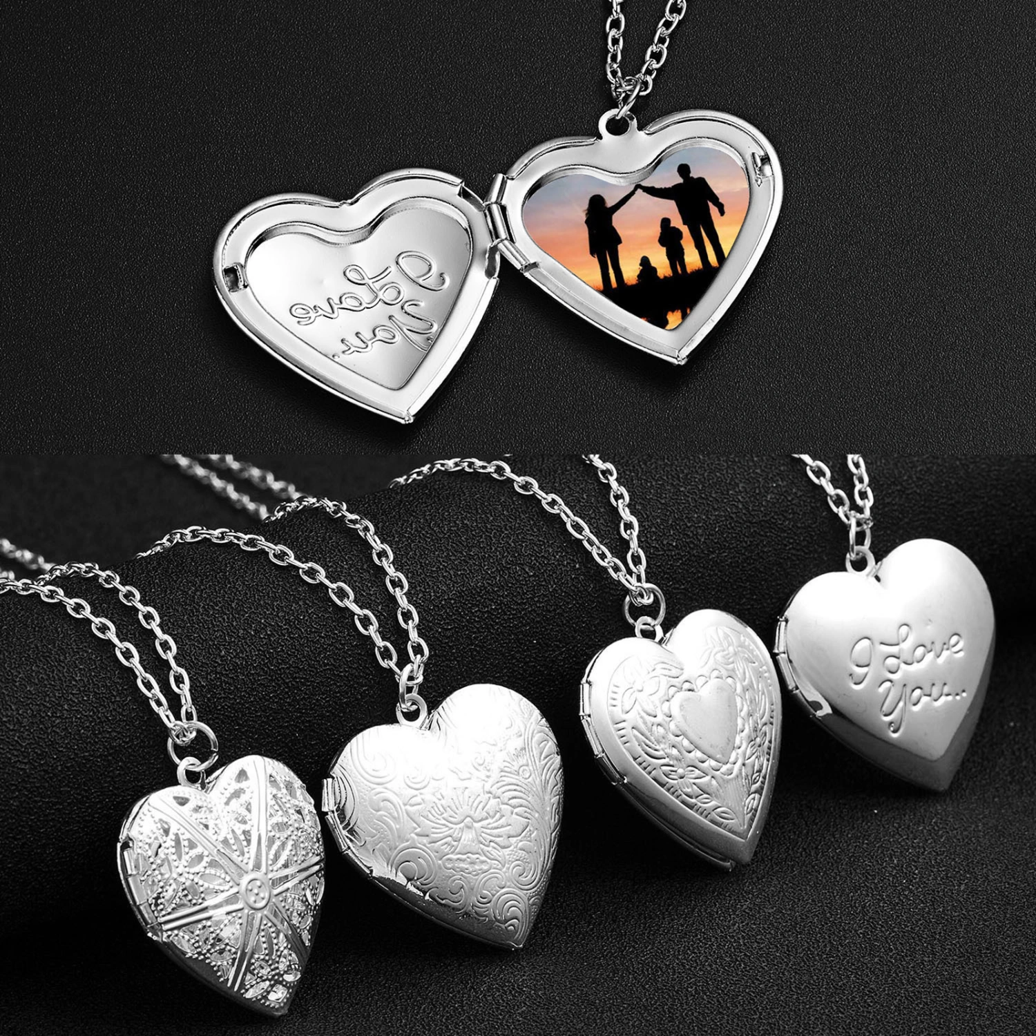 Photo Necklace Romantic Love Photo Frames Memorial Locket Necklace Women Jewelry